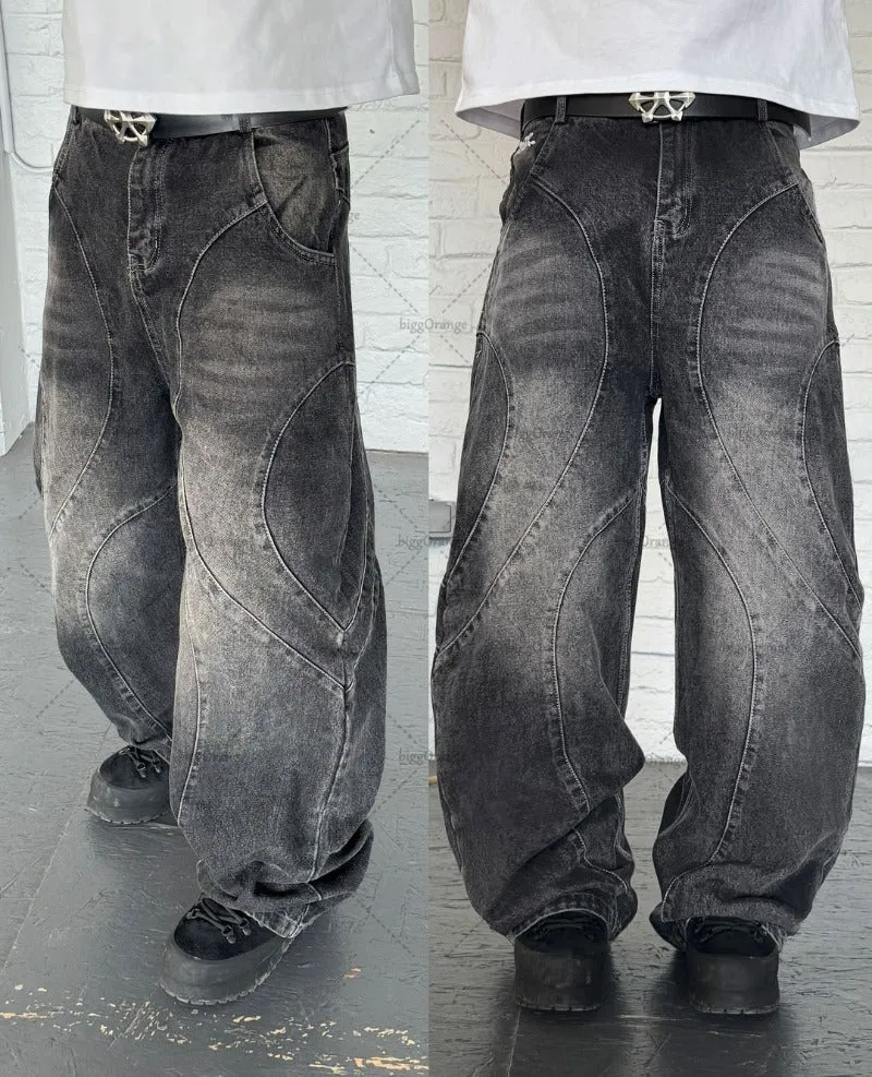 Advbridge New High Street Gothic Punk Dark Trousers Y2K Harajuku Retro Washed Distressed Baggy Jeans Men Street Fashion Straight Leg Pants