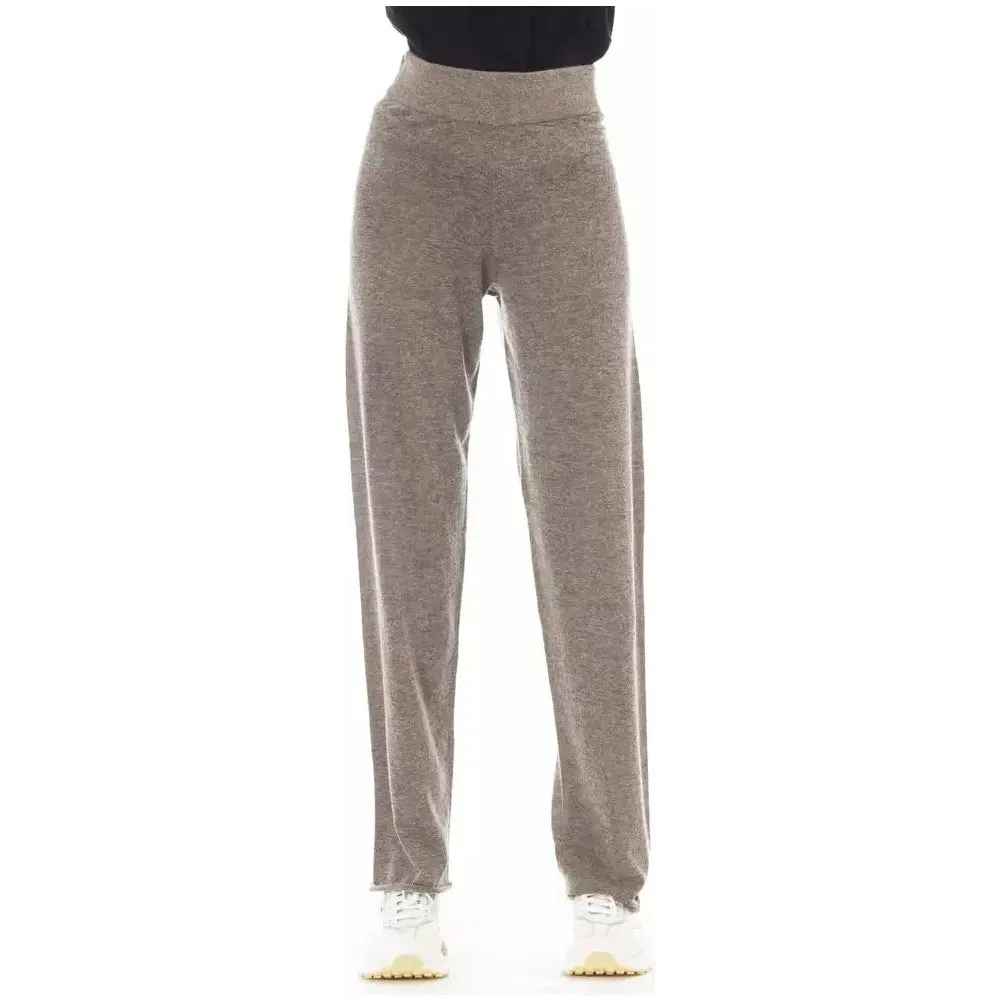 Alpha Studio Brown Wool Women Pant