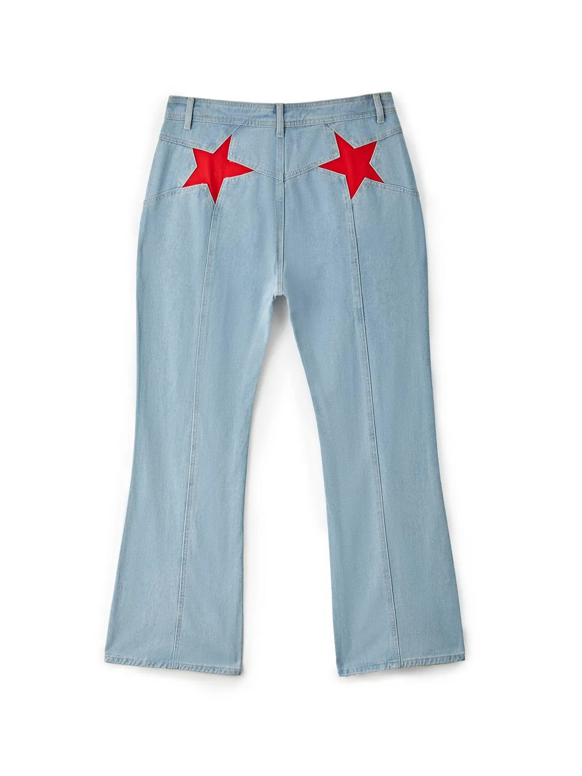 Back Star Patchwork Flare Jeans