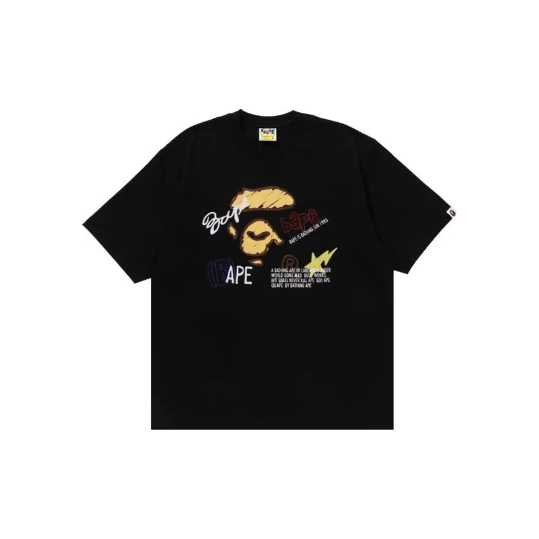 BAPE Hand Draw Graphic Relaxed Fit Tee 'Black' (2024)