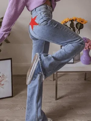 Bonnyshow Back Star Patchwork Jeans