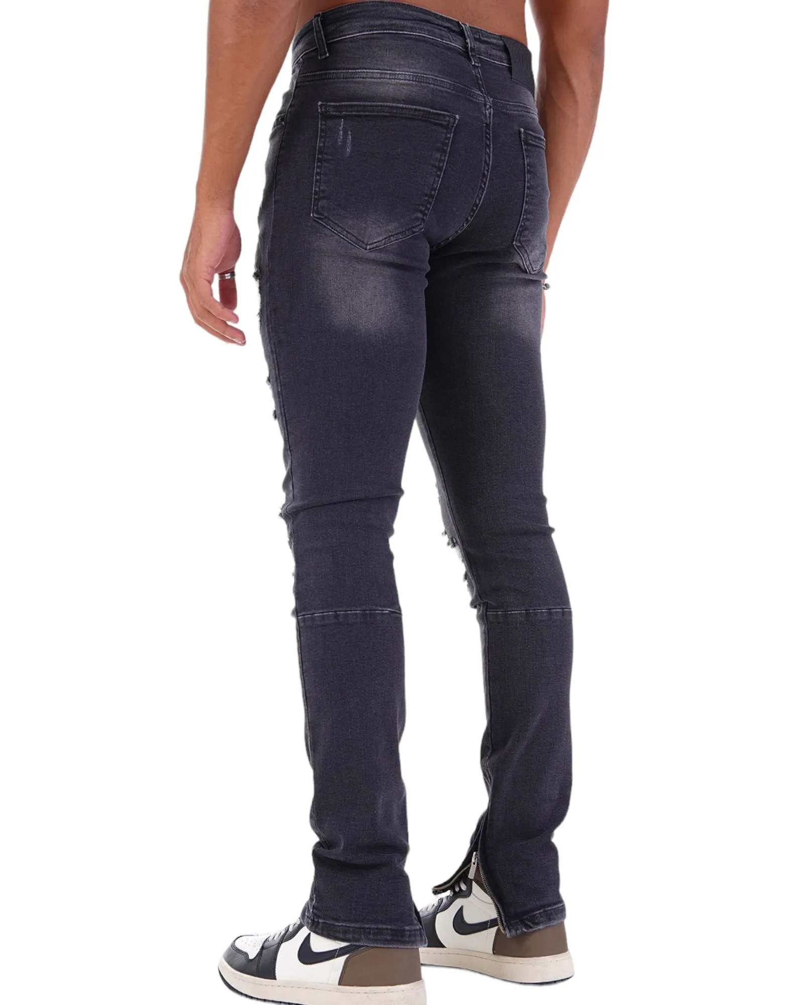 Brakka Jeans dark grey / white Biker