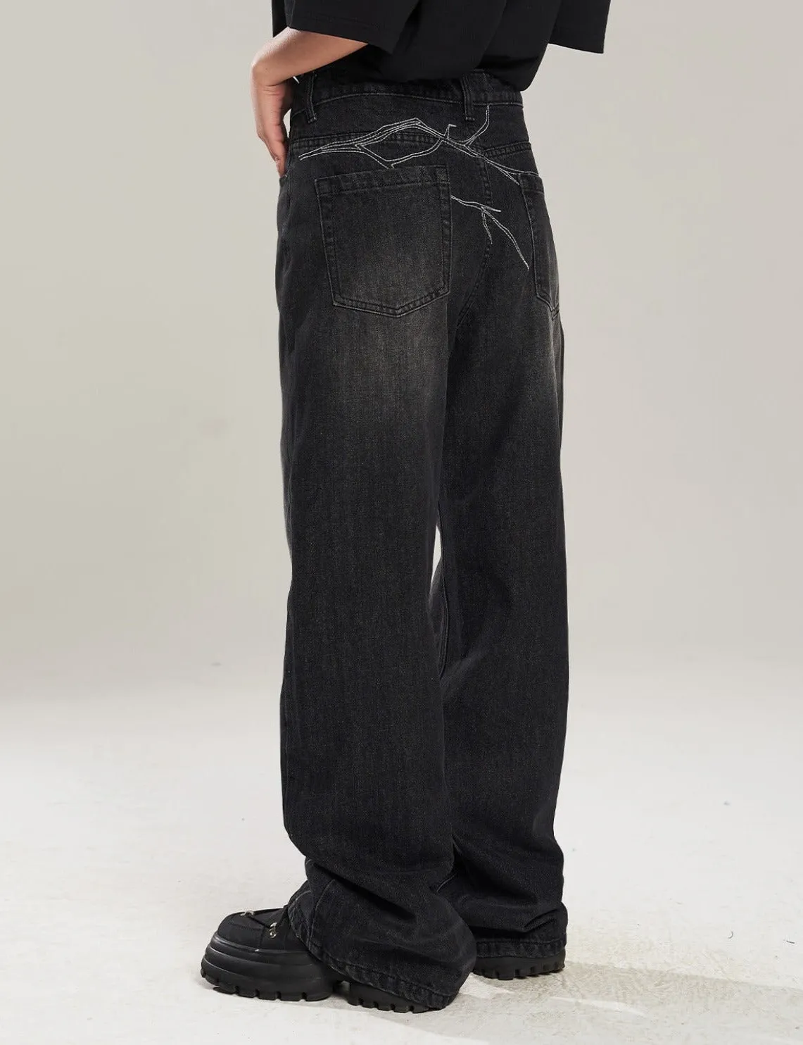 Classic Washed Straight Leg Jeans