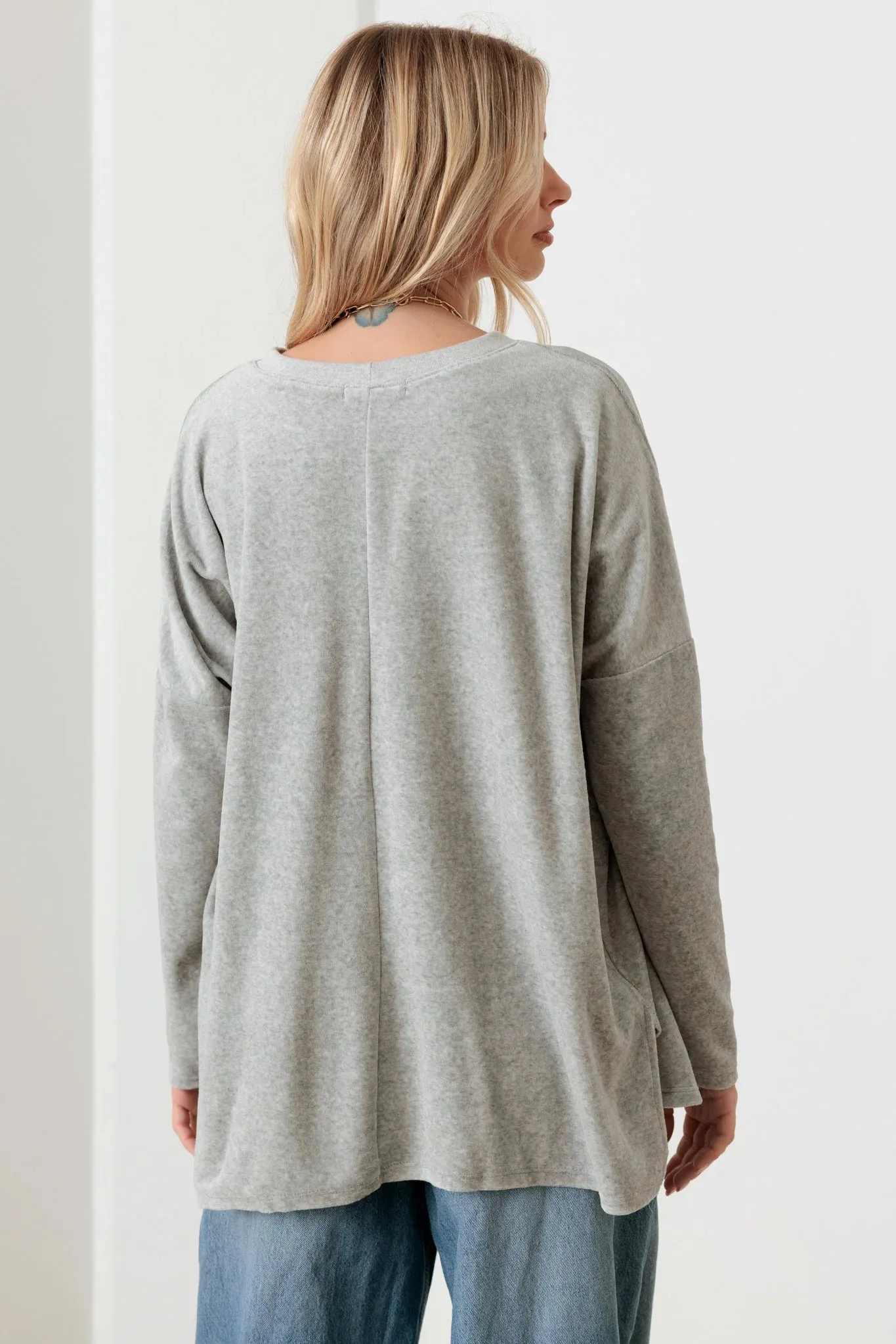 Cotton Blend Velour Long Sleeve Sweatshirt