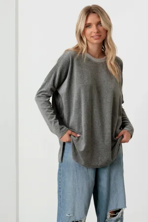 Cotton Blend Velour Long Sleeve Sweatshirt