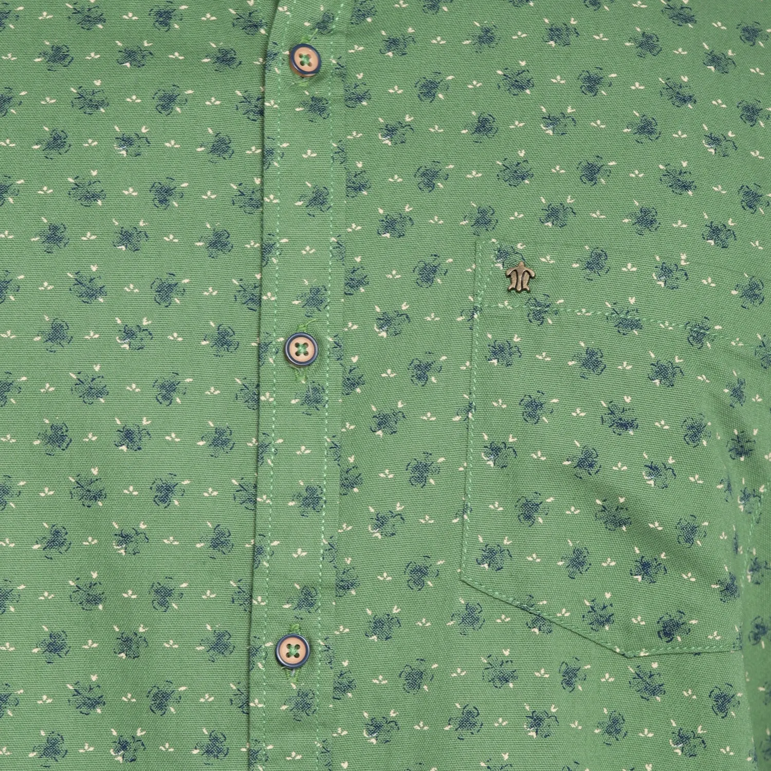 Cotton Green Printed Slim Fit Casual Shirt