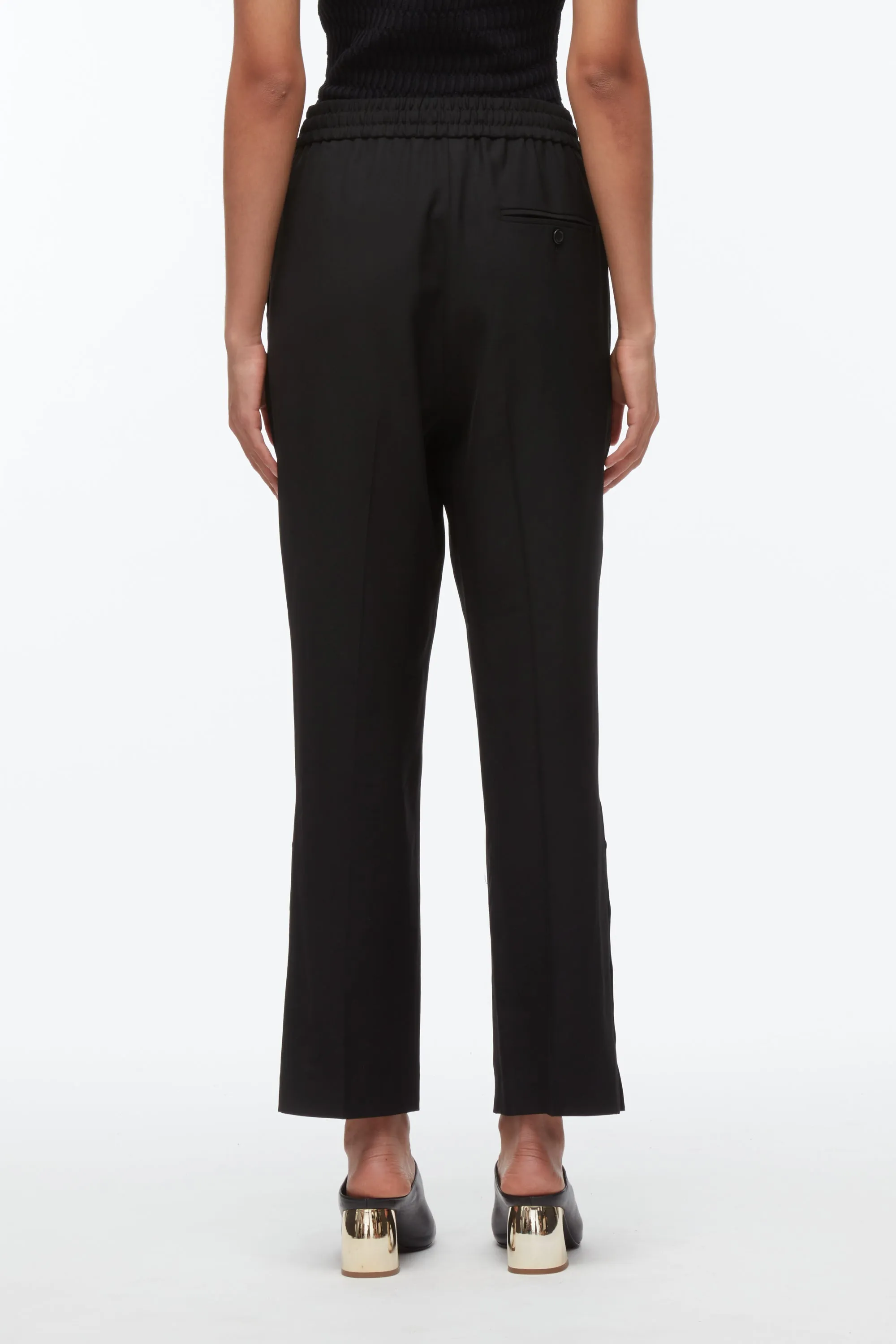 Cropped Elasticated Pants With Side Vent