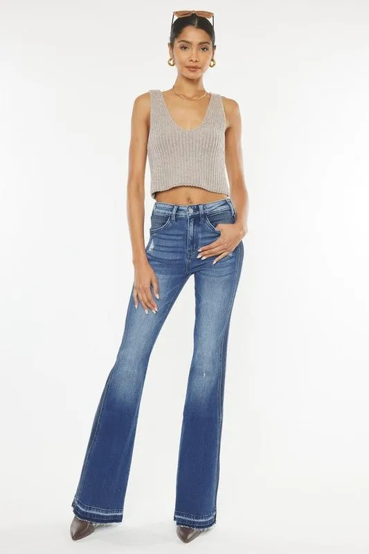 Dark Wash High Rise Flare Jeans