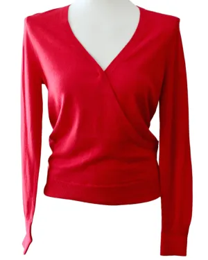 Dark Winter Red Chili Mock Wrap Sweater