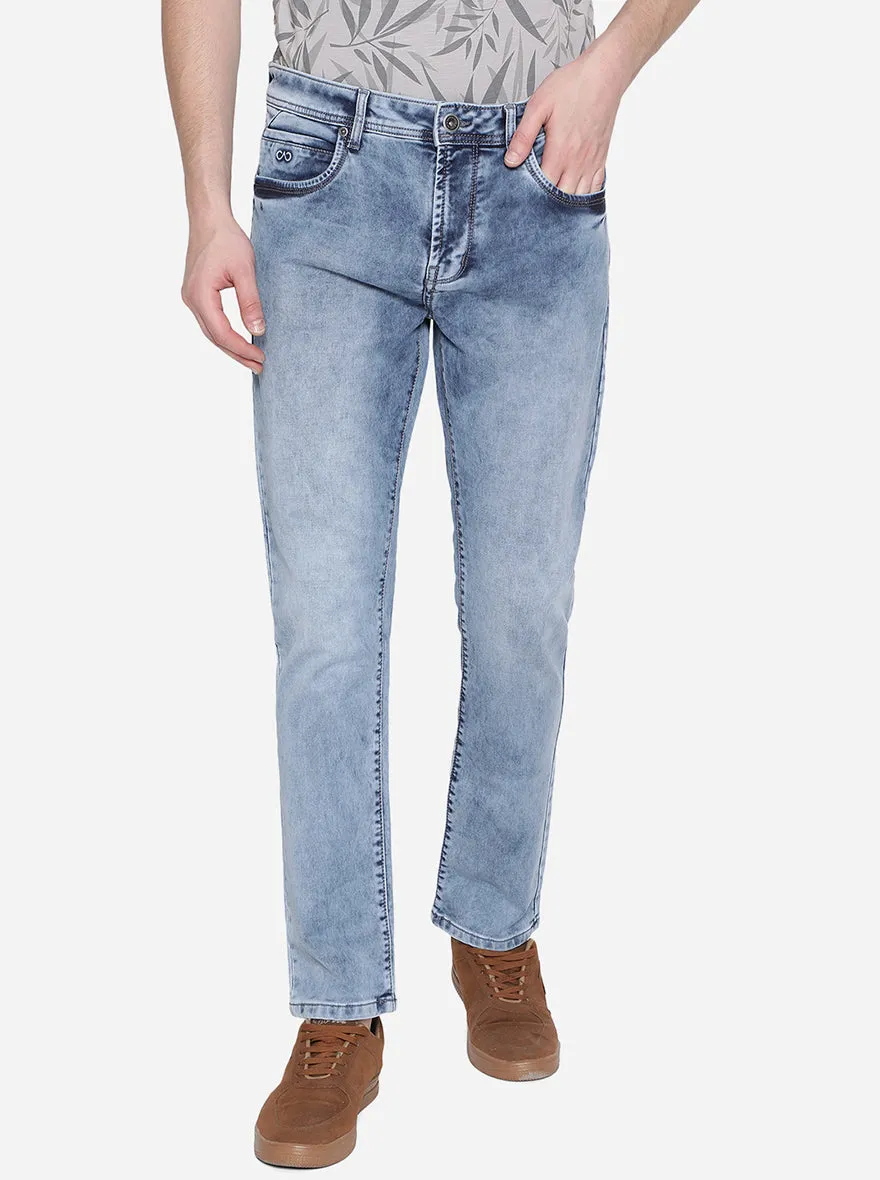 Denim Blue Washed Straight Fit Jeans | JadeBlue