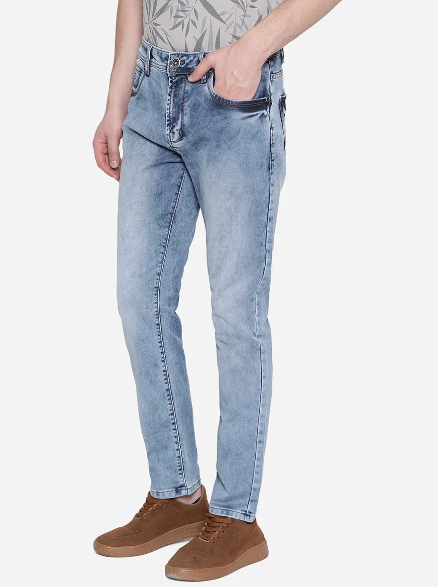 Denim Blue Washed Straight Fit Jeans | JadeBlue