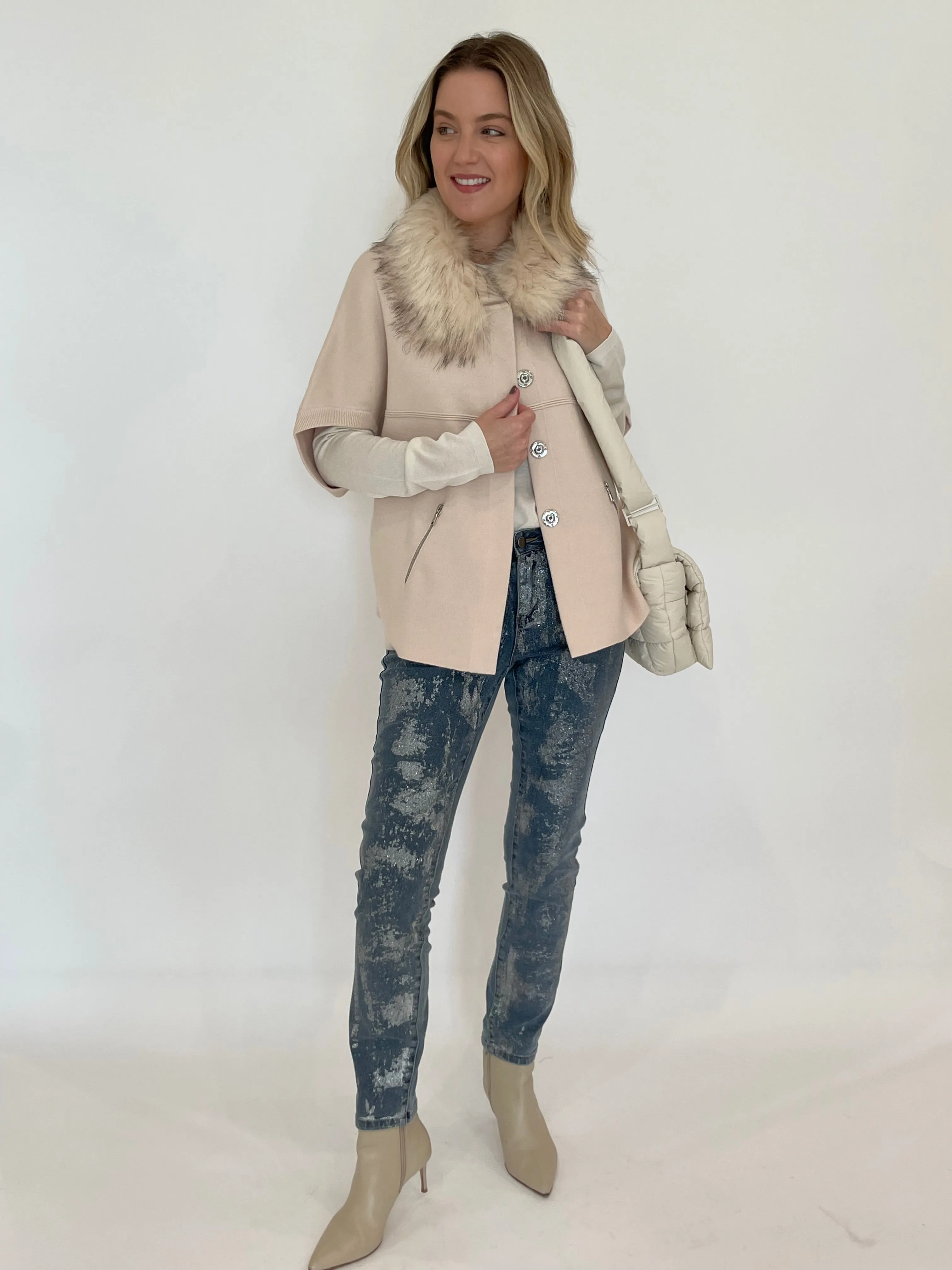 Doris Silver Coated Spots Denim Jeans