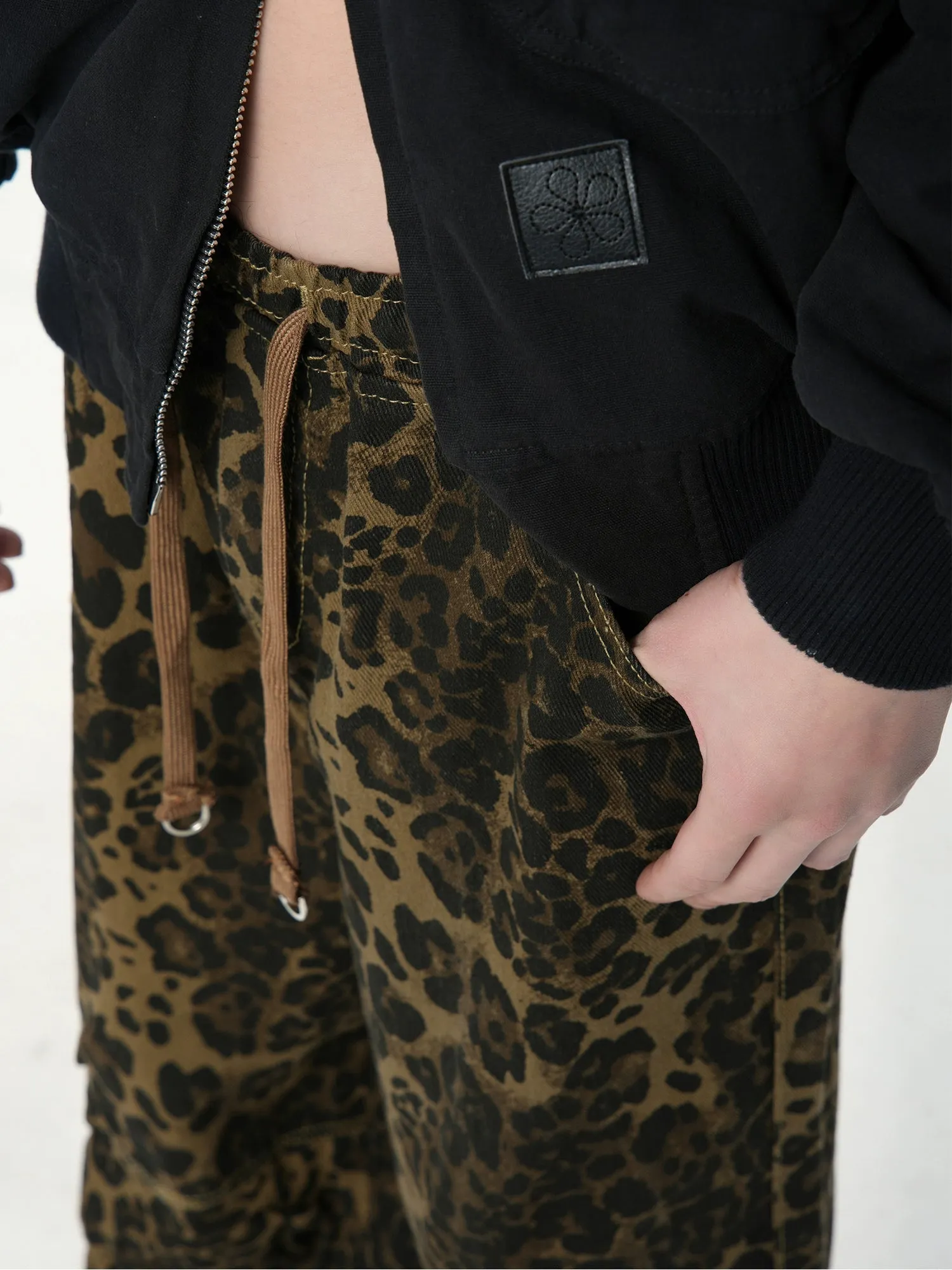 Drawstring Jeans With Animal Print