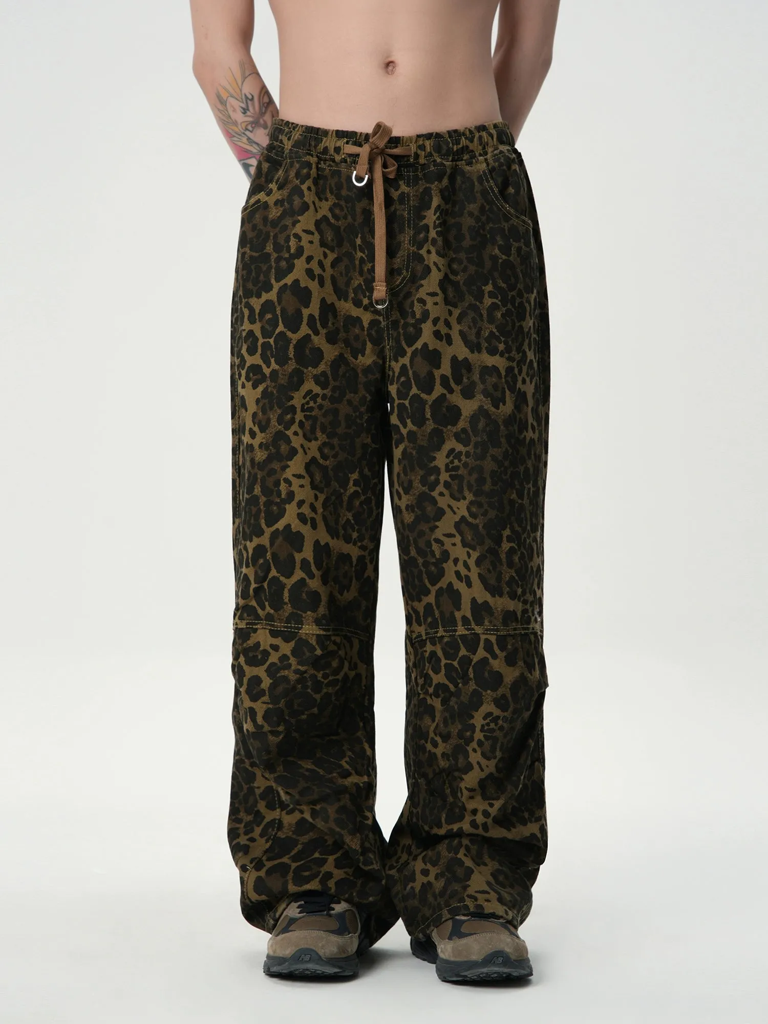 Drawstring Jeans With Animal Print