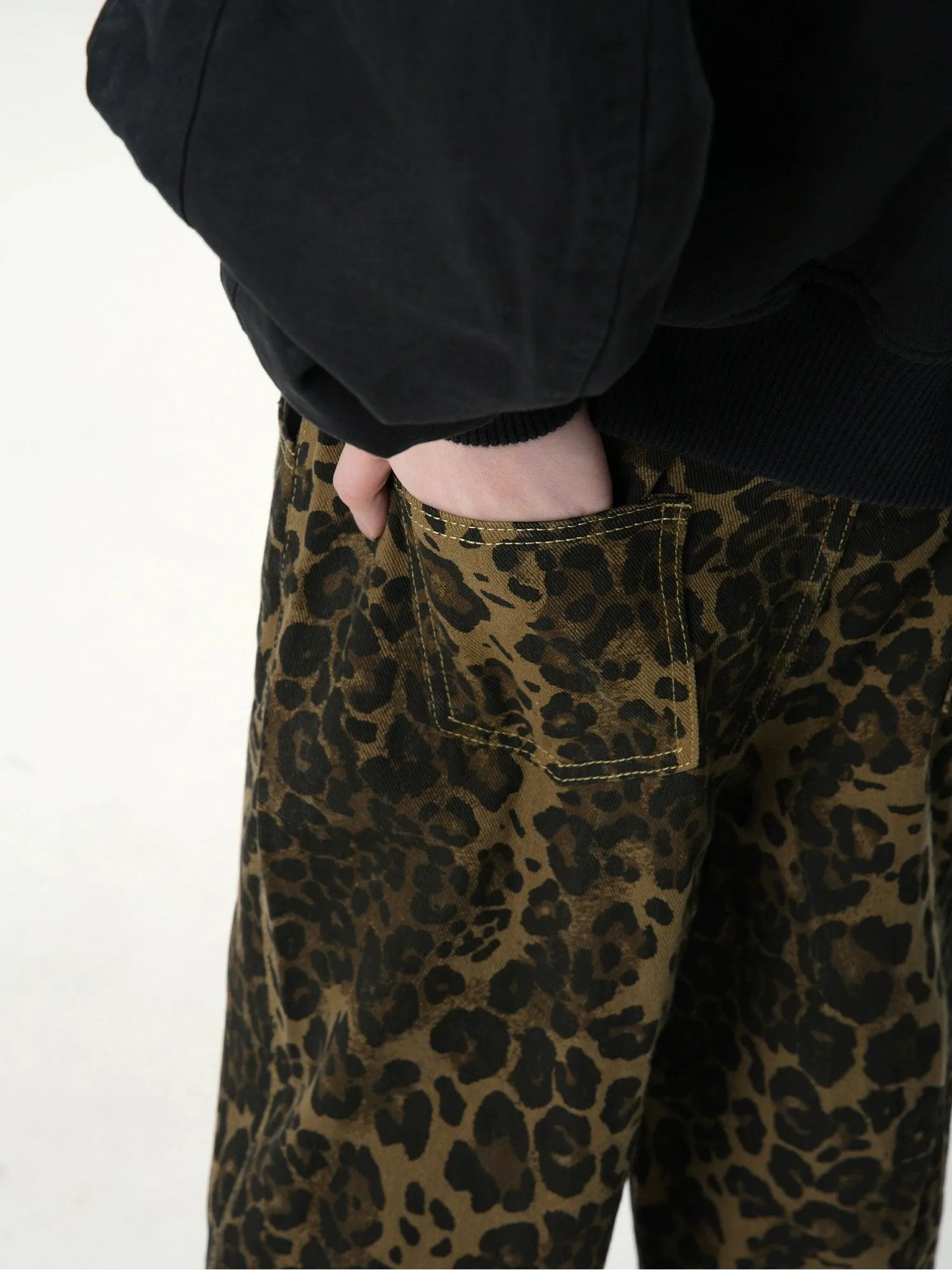 Drawstring Jeans With Animal Print