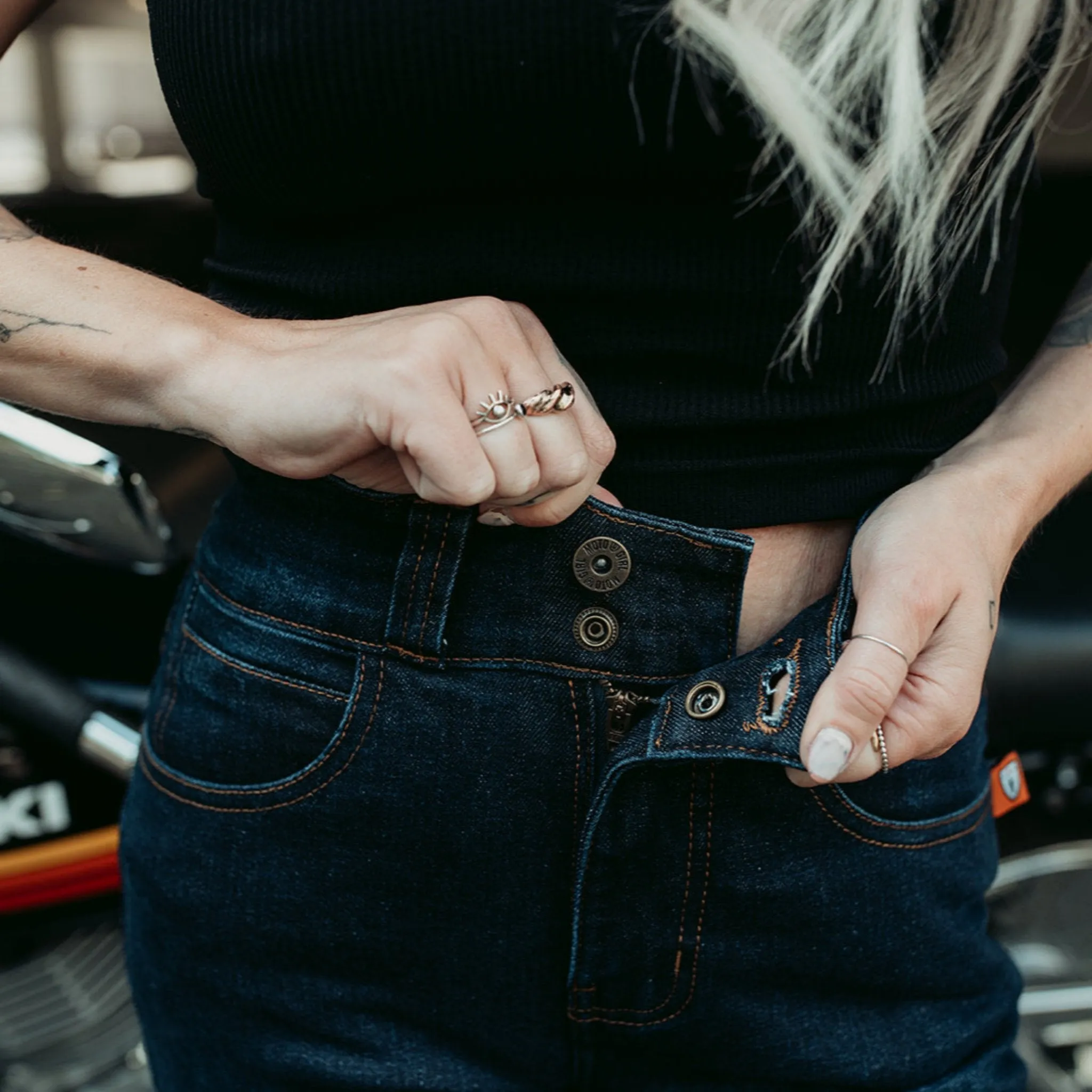 ELLIE - Lady Motorcycle Jeans - Blue