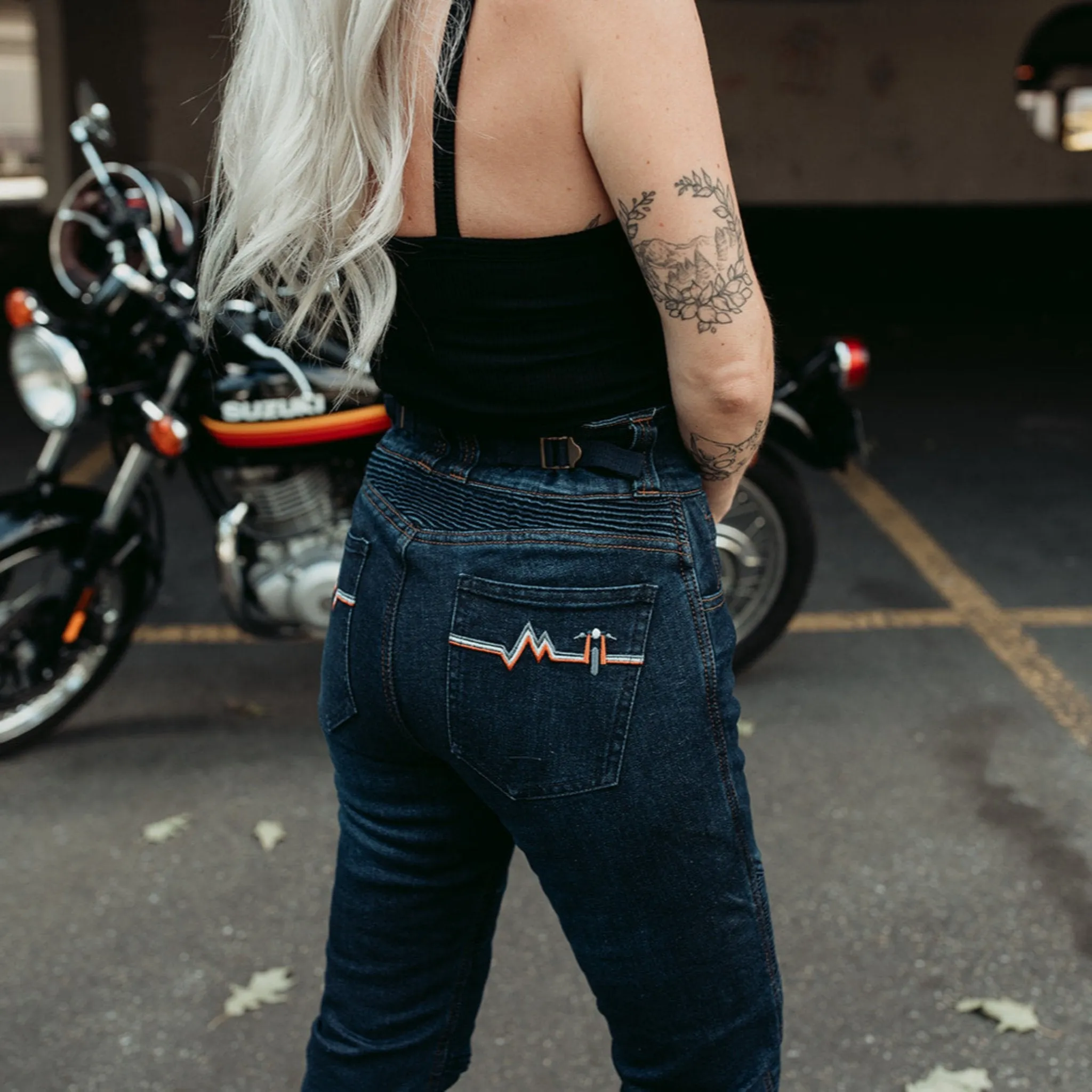 ELLIE - Lady Motorcycle Jeans - Blue