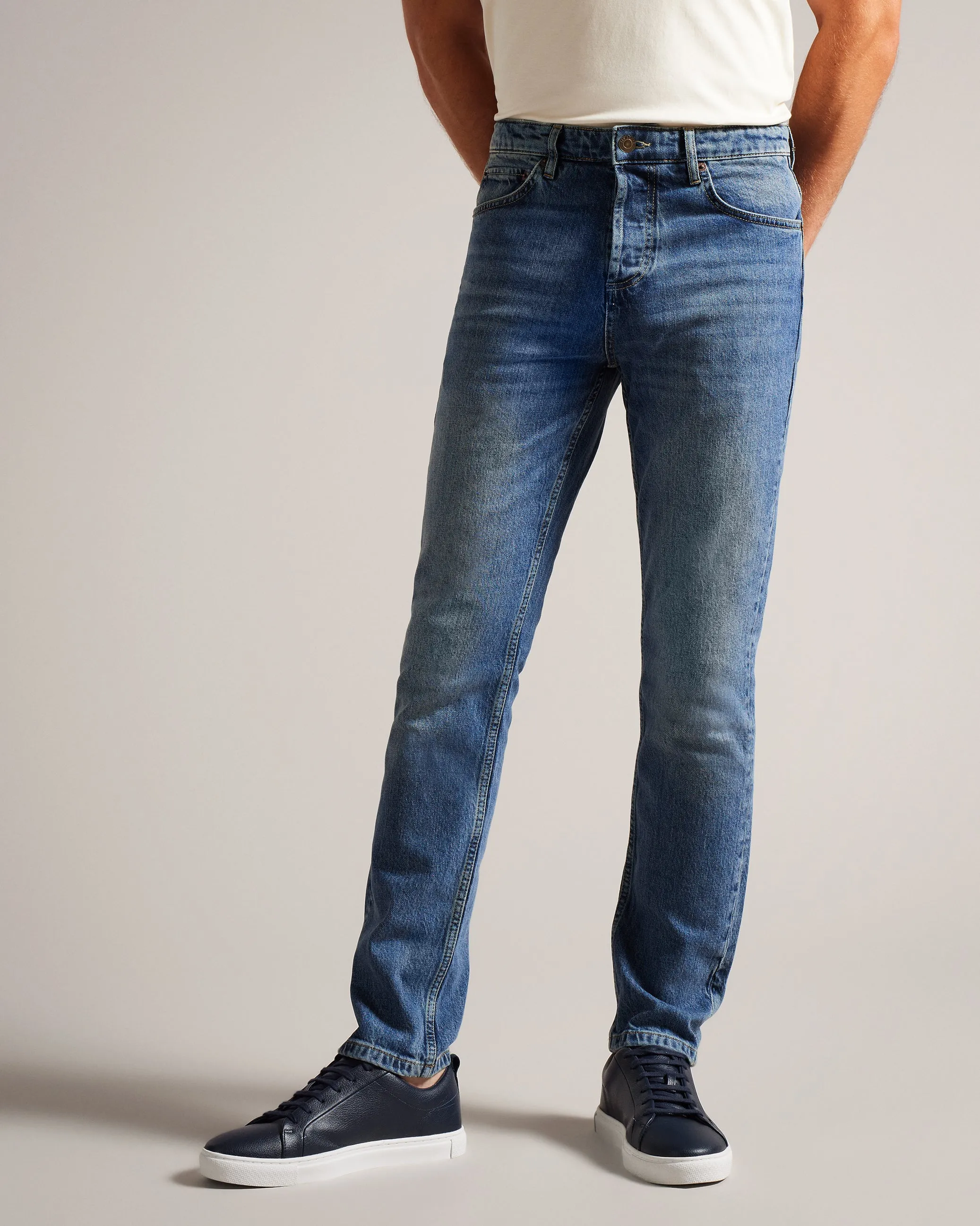 Elvvis Slim Fit Stretch Jeans Mid-Blue