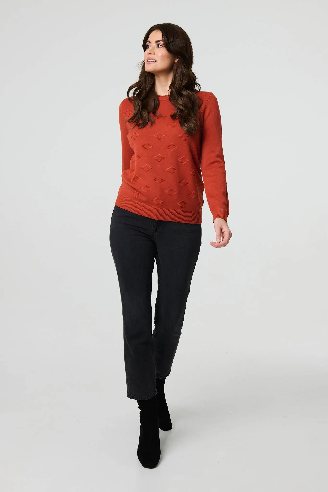 Embroidered Texture Long Sleeve Jumper