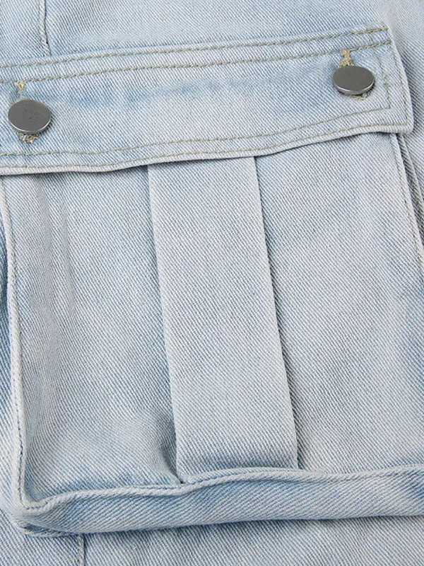 Fashion Straight Patch Pocket Cargo Vintage Jeans