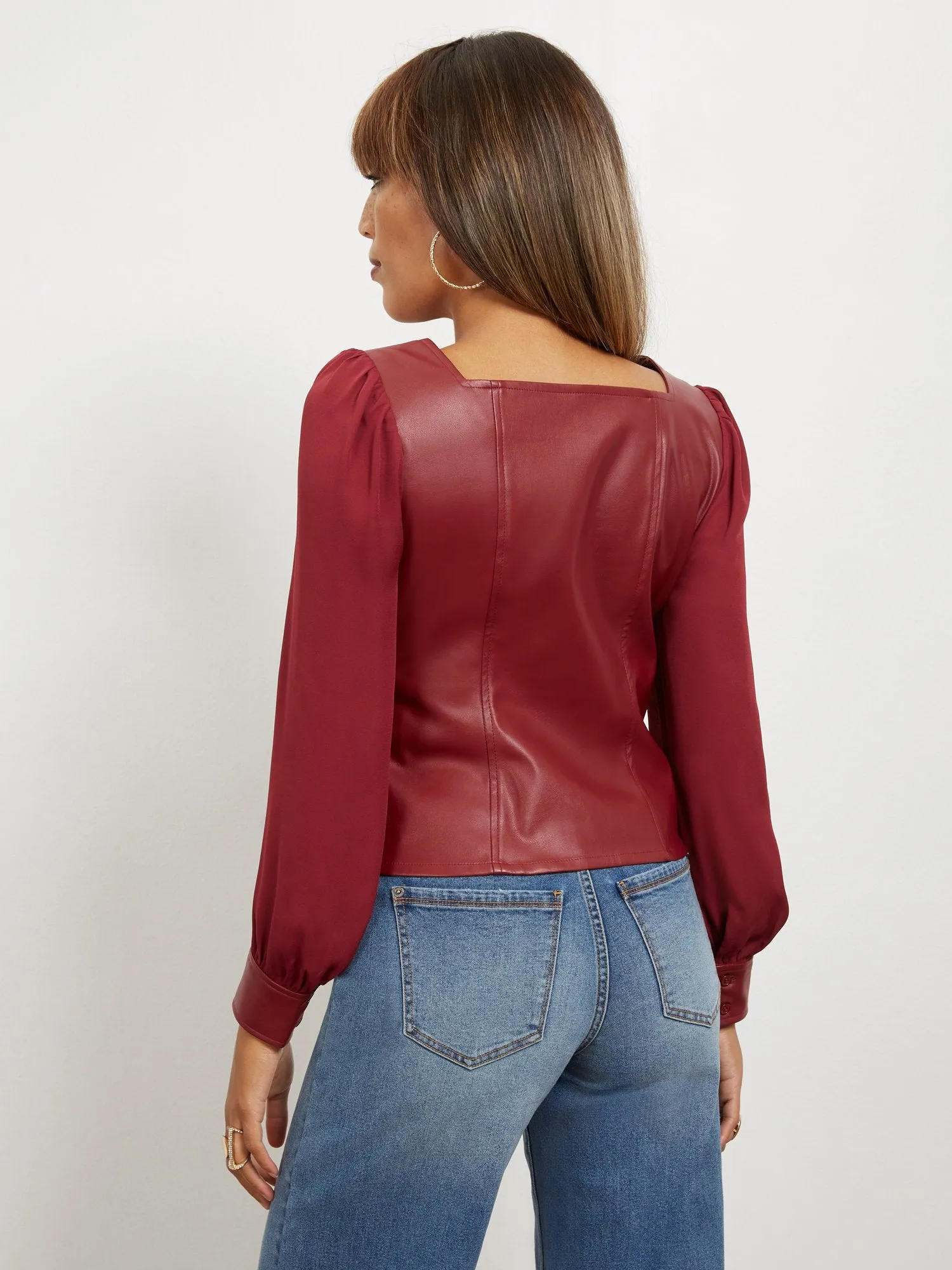 Faux-Leather Corset Blouse