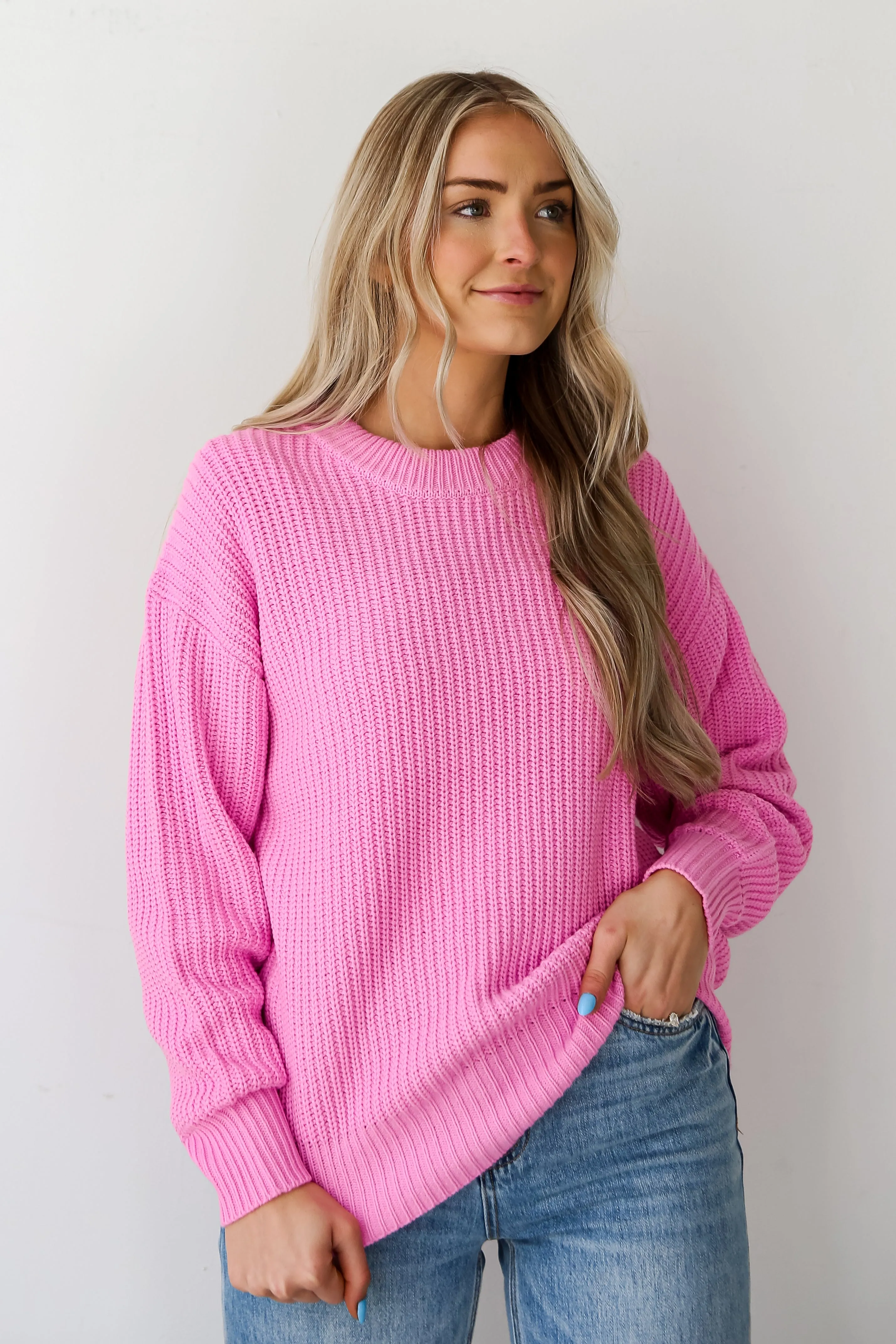 FINAL SALE - Adoring Darling Pink Oversized Sweater - DU DEAL