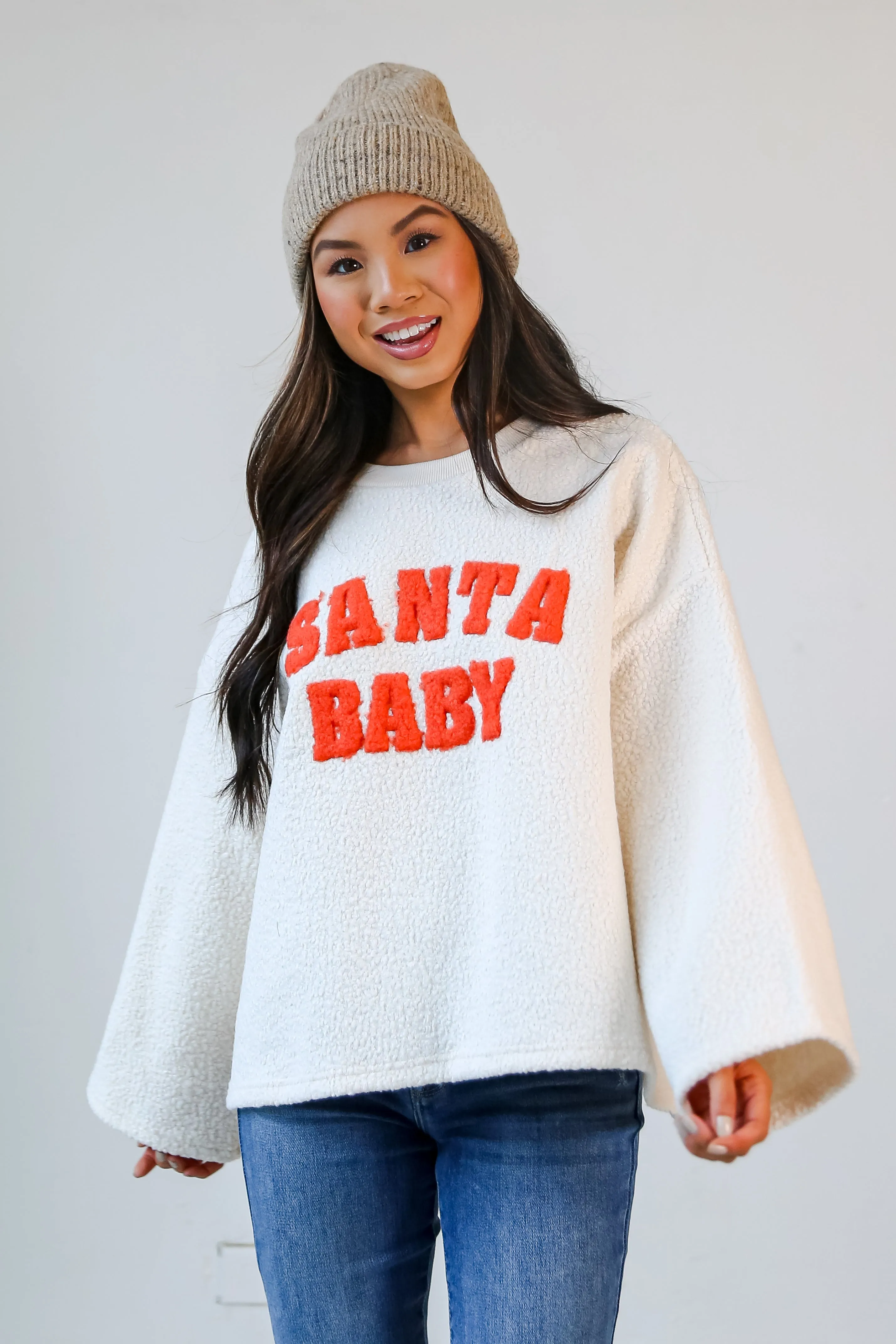 FINAL SALE - Santa Baby Ivory Teddy Sweater