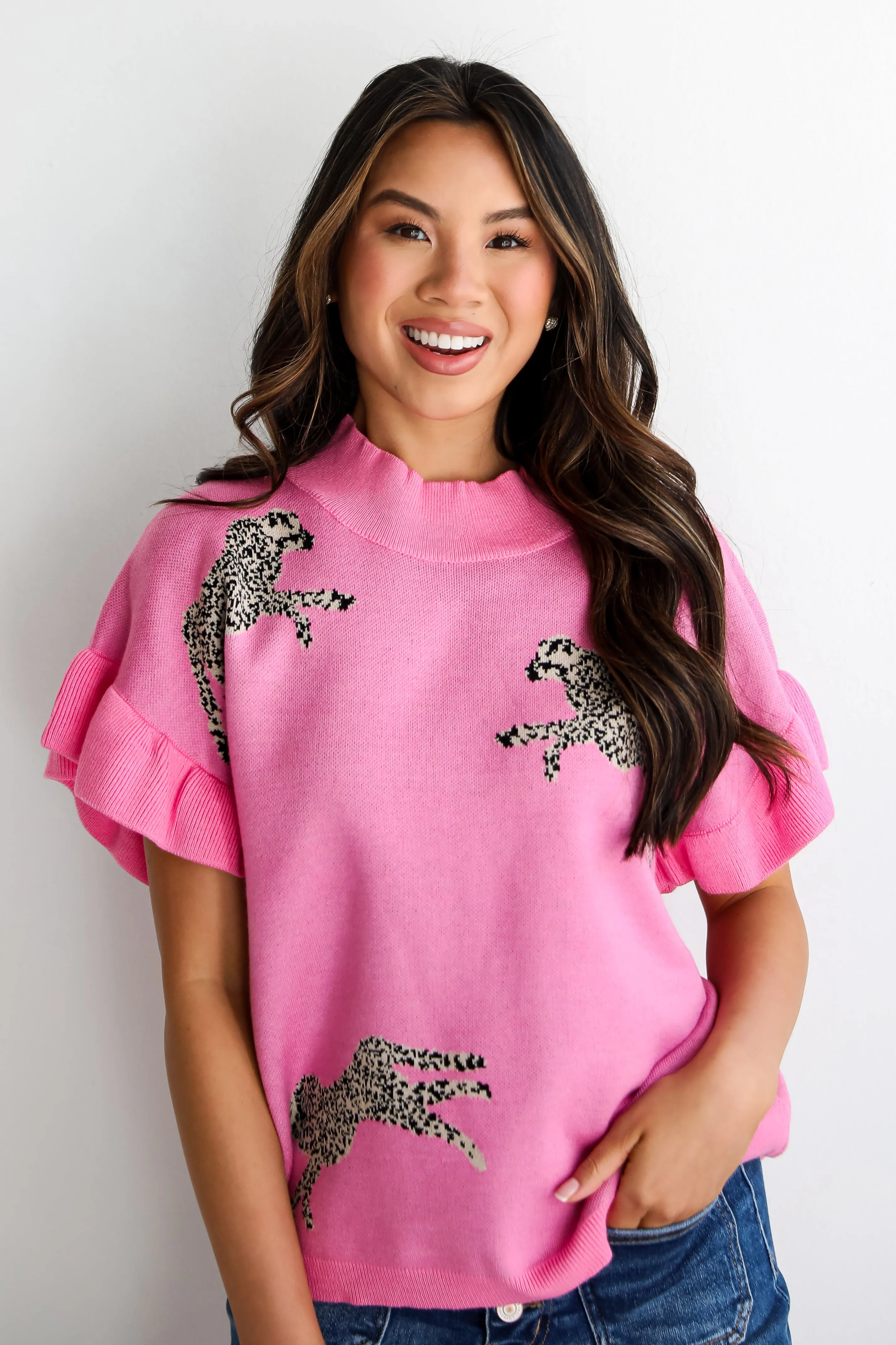 FINAL SALE - Wildly Sweet Pink Cheetah Sweater Top