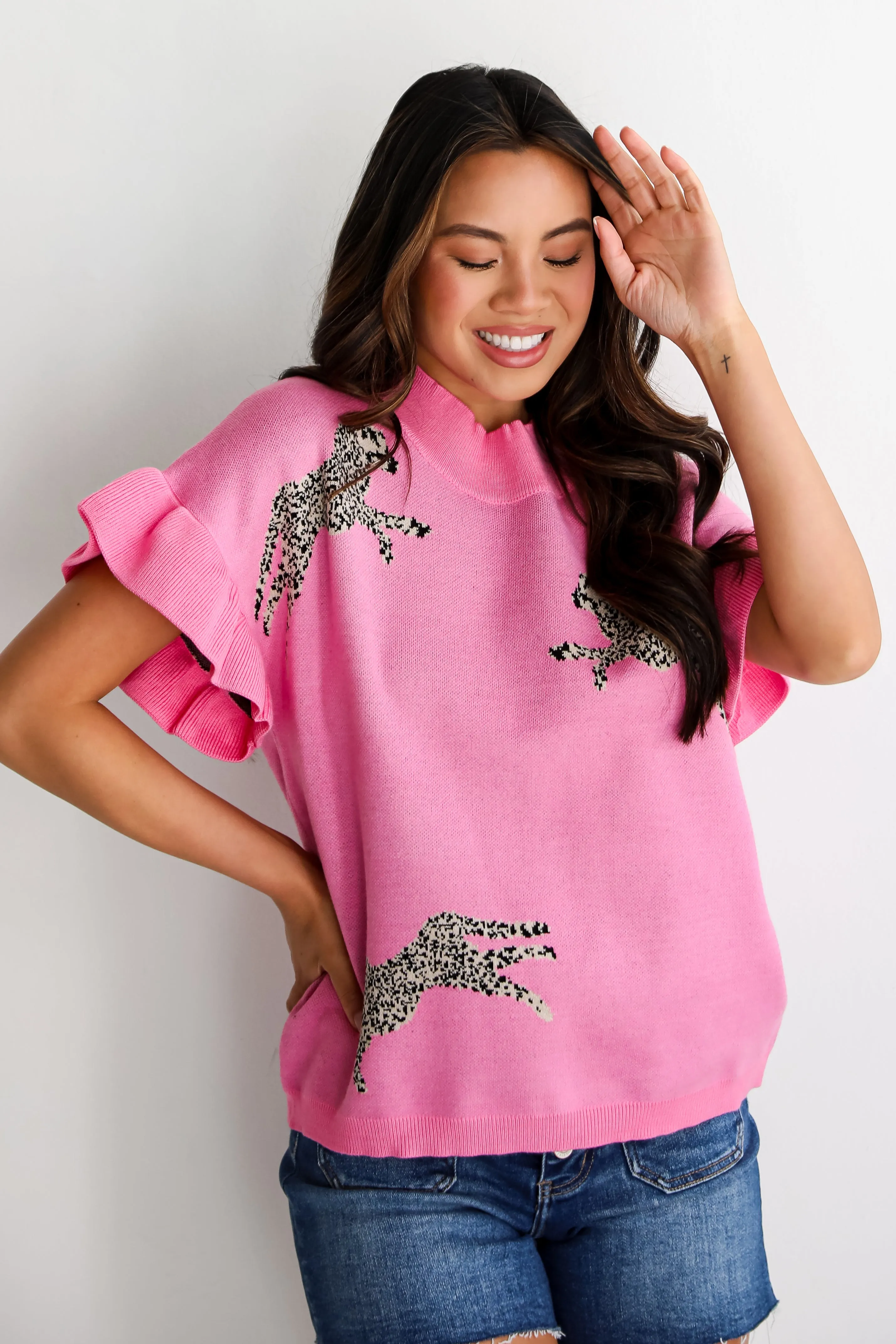 FINAL SALE - Wildly Sweet Pink Cheetah Sweater Top