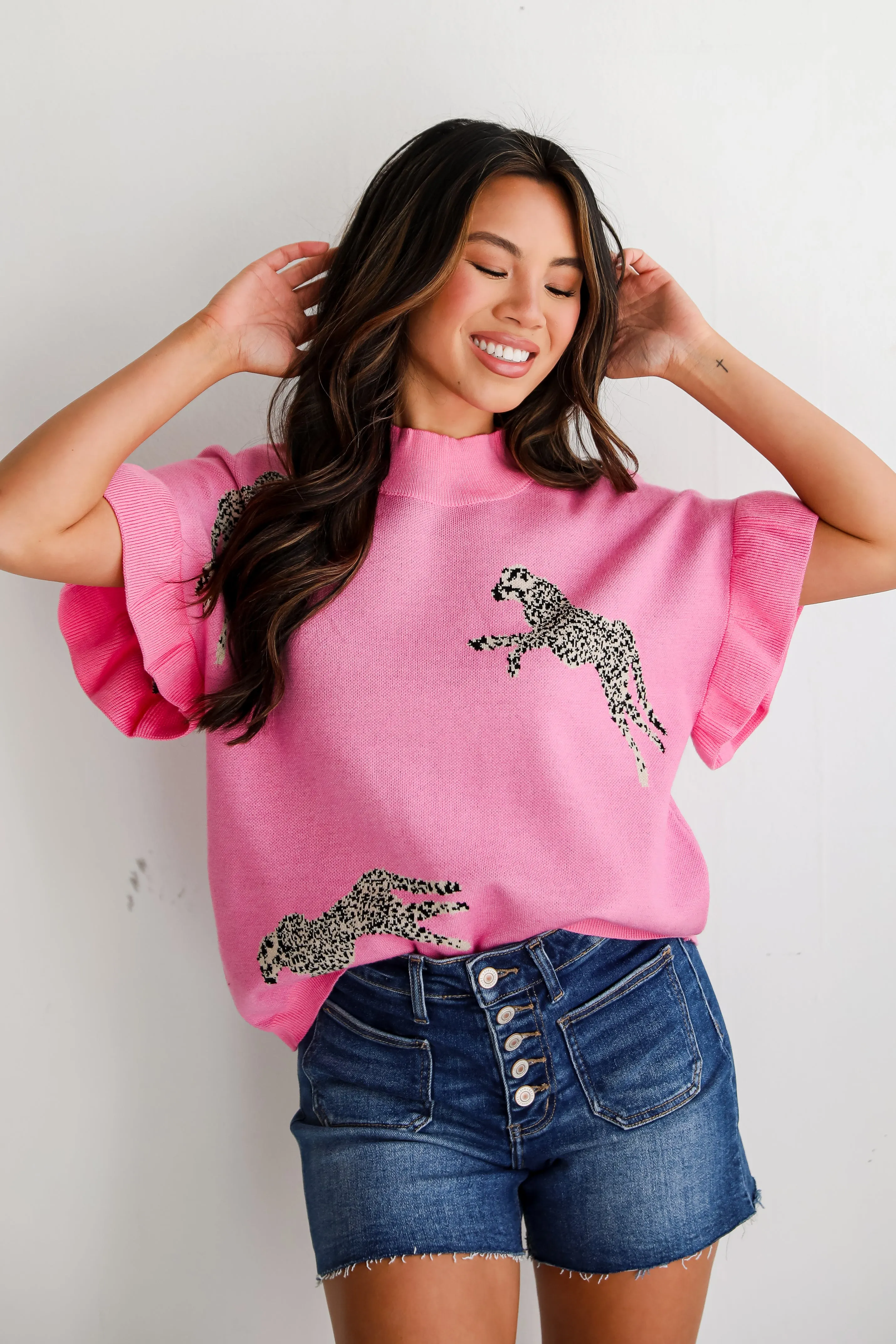 FINAL SALE - Wildly Sweet Pink Cheetah Sweater Top