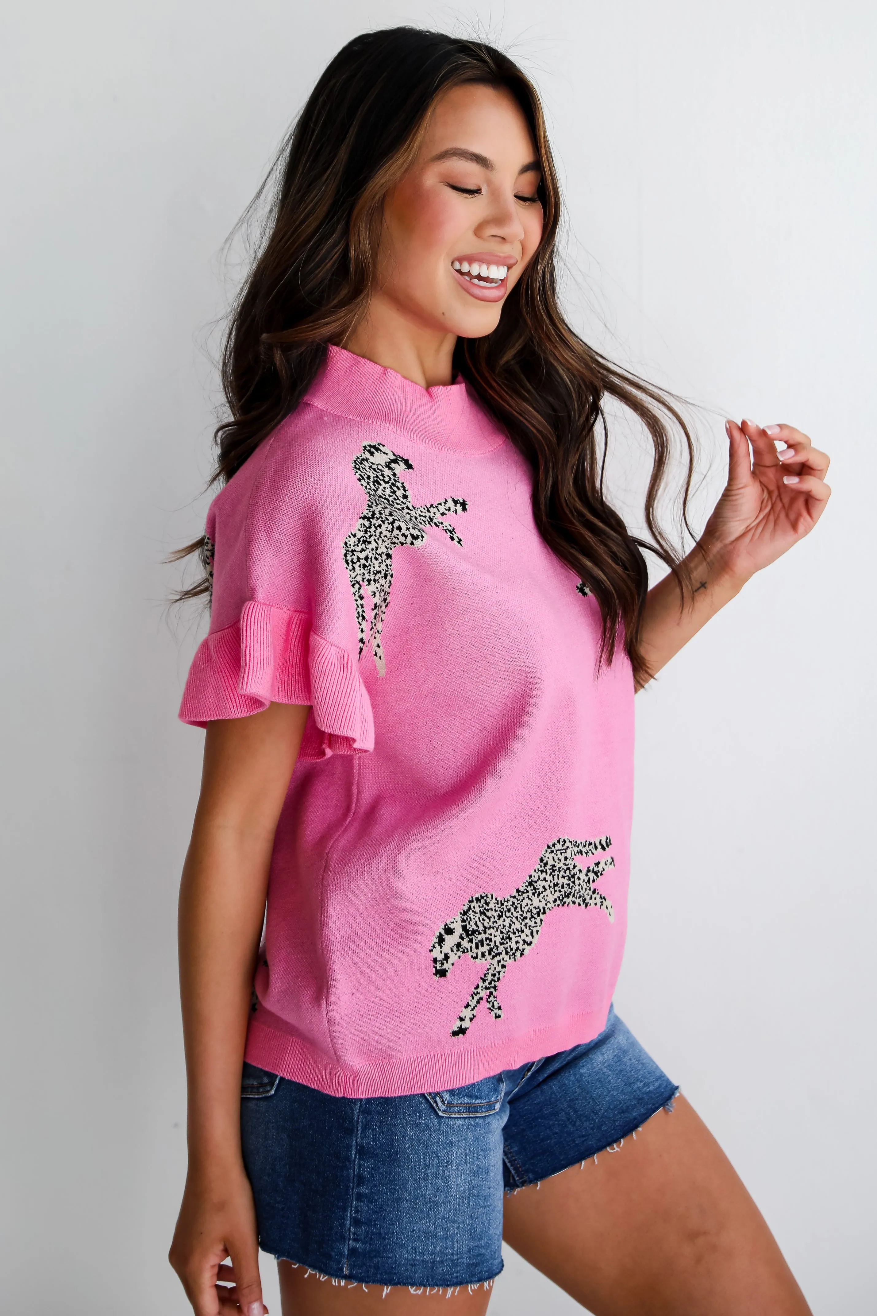 FINAL SALE - Wildly Sweet Pink Cheetah Sweater Top