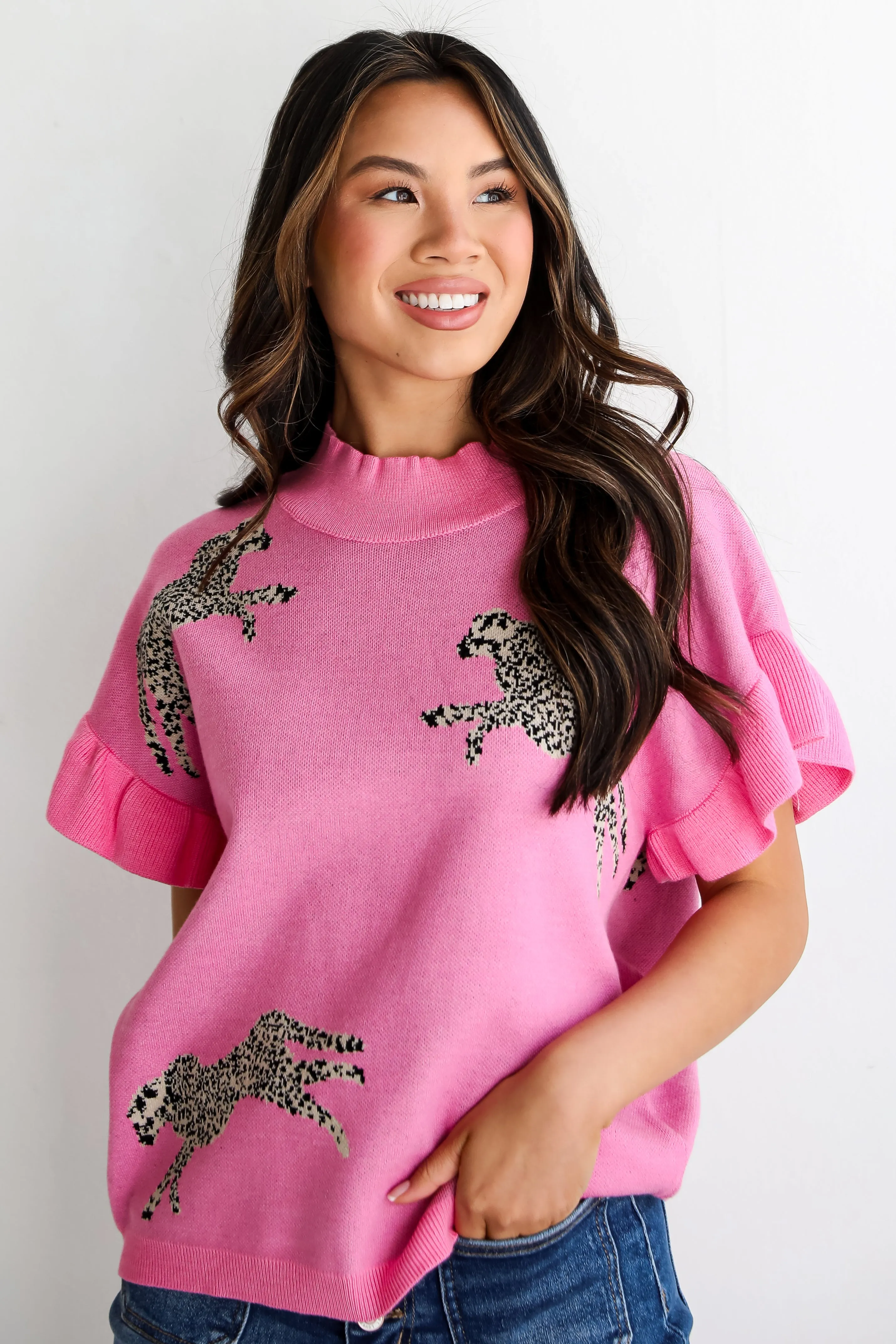 FINAL SALE - Wildly Sweet Pink Cheetah Sweater Top