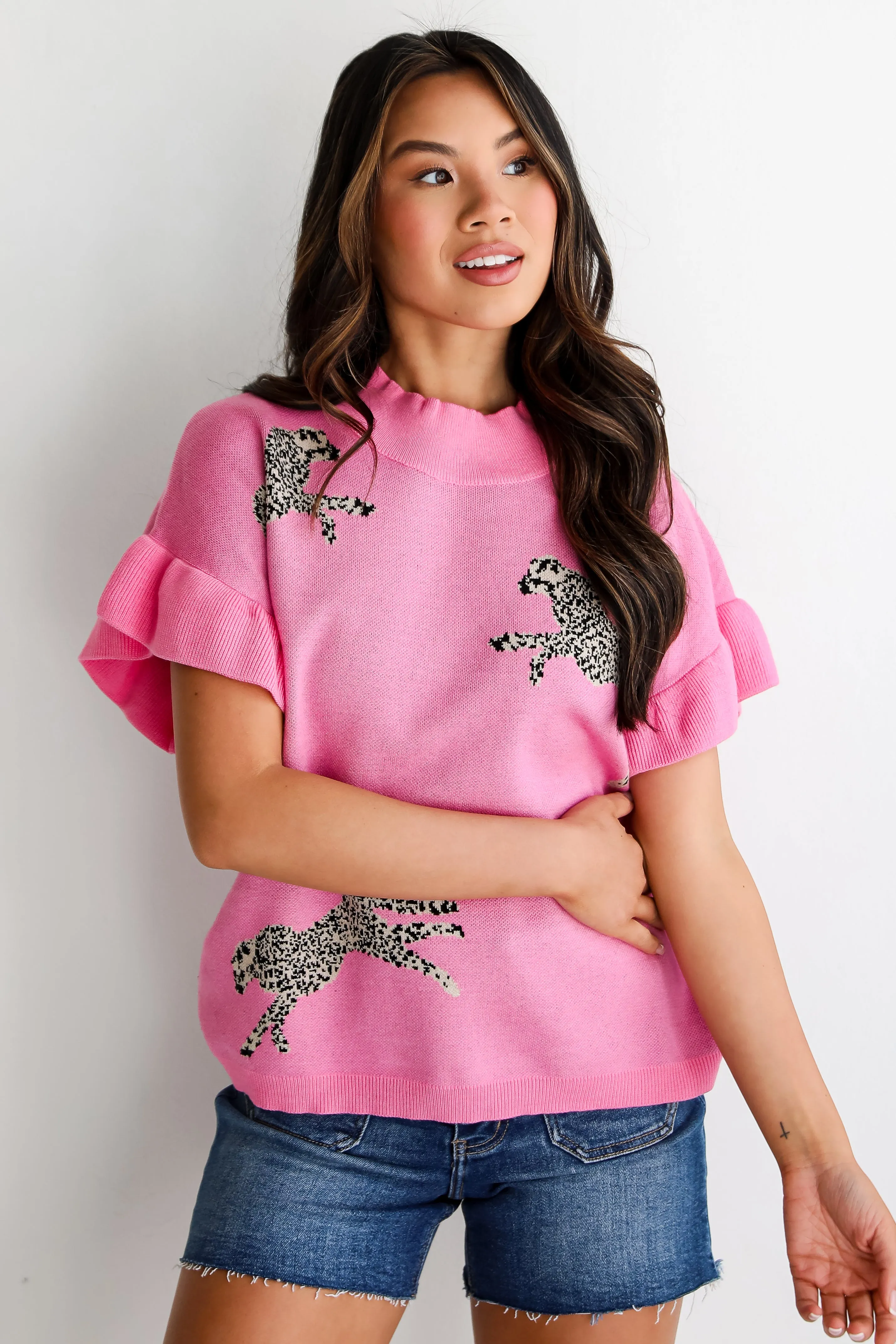 FINAL SALE - Wildly Sweet Pink Cheetah Sweater Top