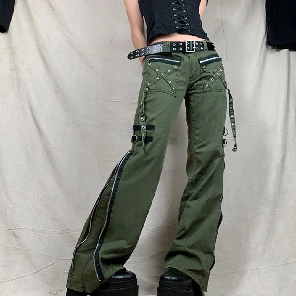 Gothic Emo Alt Cargo Pants Techwear Hip Hop Jeans Lazy Goth Punk Black Denim Trousers Streetwear Academic Low Waist Joggers Y2k