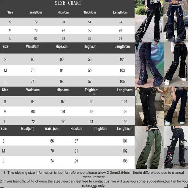 Gothic Emo Alt Cargo Pants Techwear Hip Hop Jeans Lazy Goth Punk Black Denim Trousers Streetwear Academic Low Waist Joggers Y2k