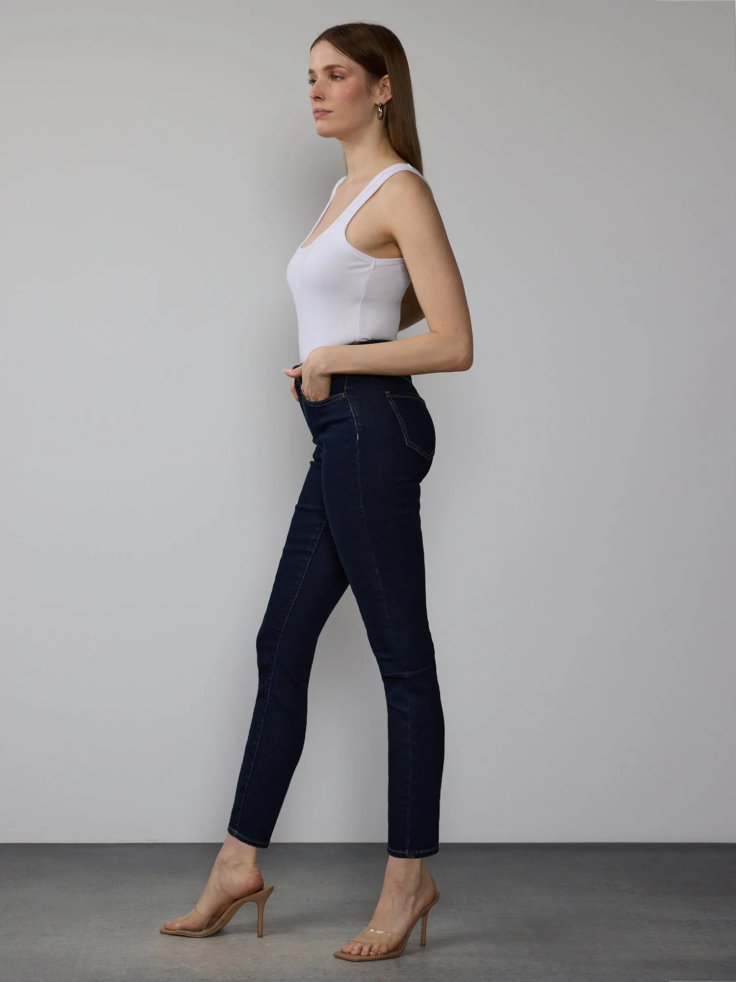 High Rise Skinny Fit Rosette Jeans