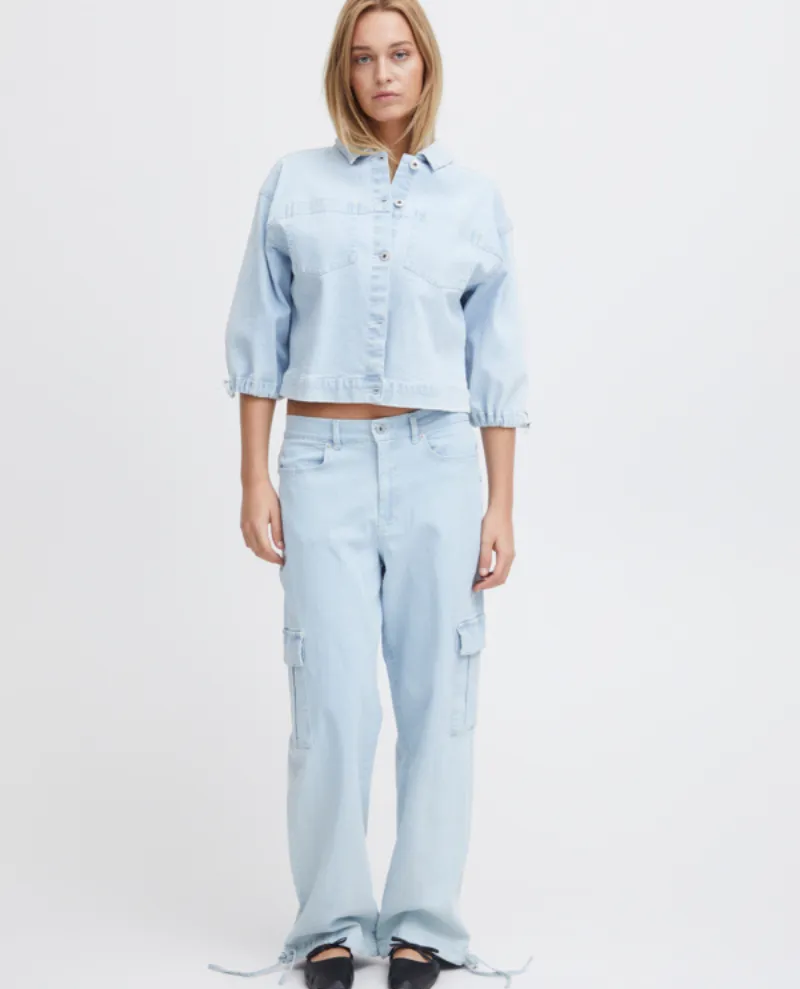 Ichi Carley Blue Cargo Denim Trousers