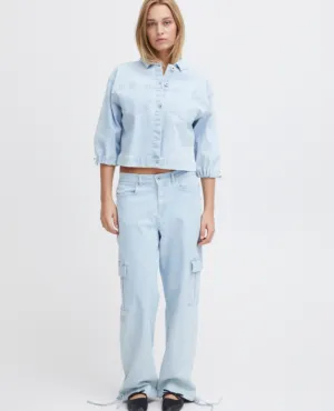 Ichi Carley Blue Cargo Denim Trousers