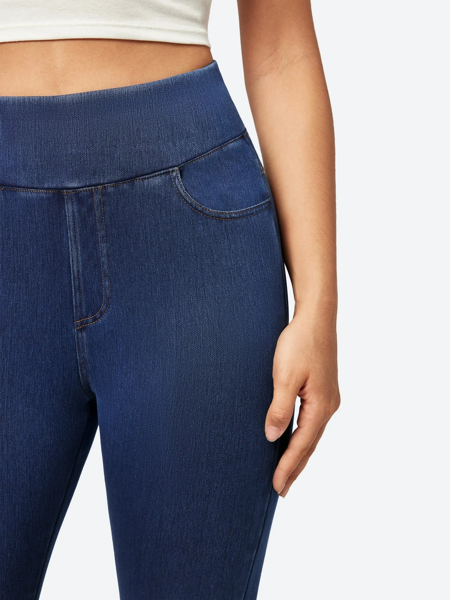 IUGA FlexDenim™ High Waisted Pull On Capri Jeans With Pockets