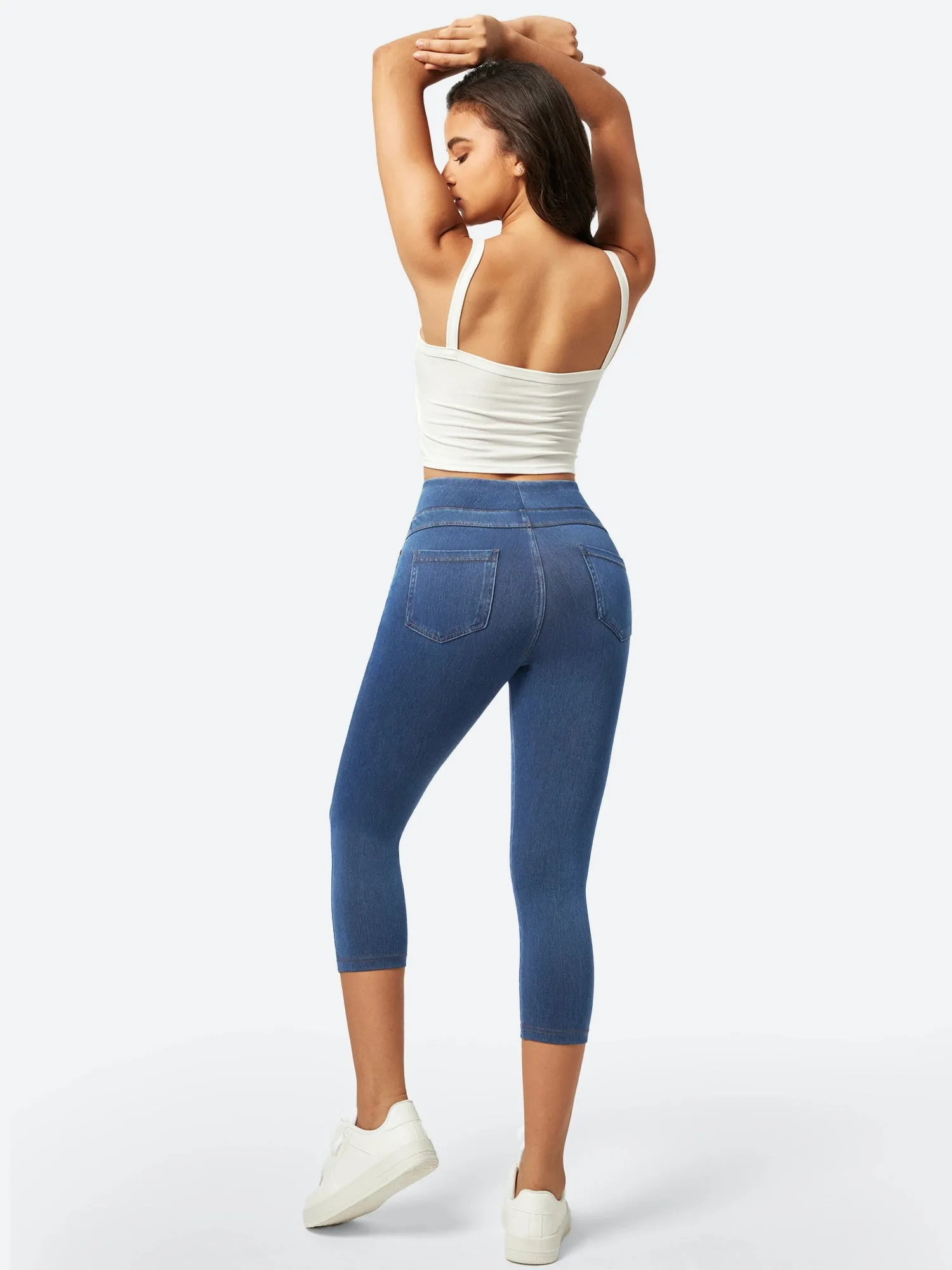 IUGA FlexDenim™ High Waisted Pull On Capri Jeans With Pockets