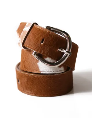 Jeans Belt Tan & White Cowhide