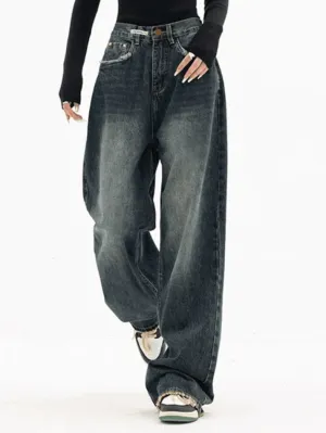 Joskaa Dark Wash Vintage Baggy Boyfriend Jeans