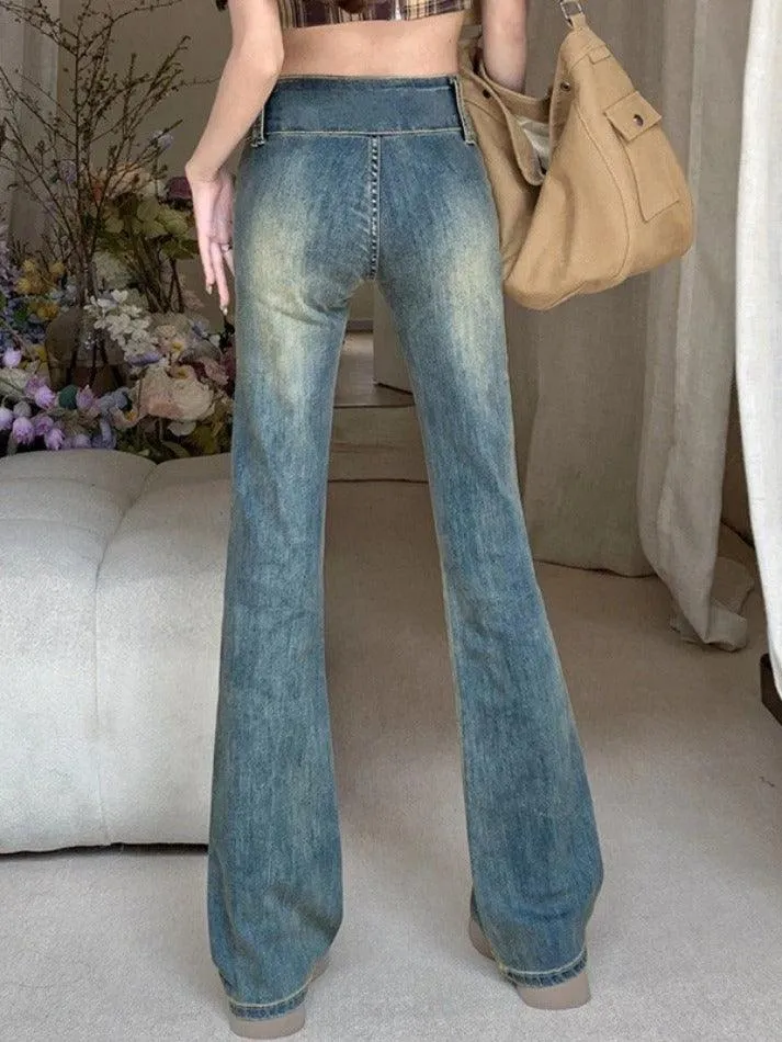 Joskaa Vintage Wash Y2K Flare Jeans