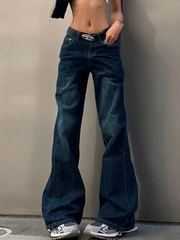 Joskaa Vintage Washed Distressed Flare Jeans