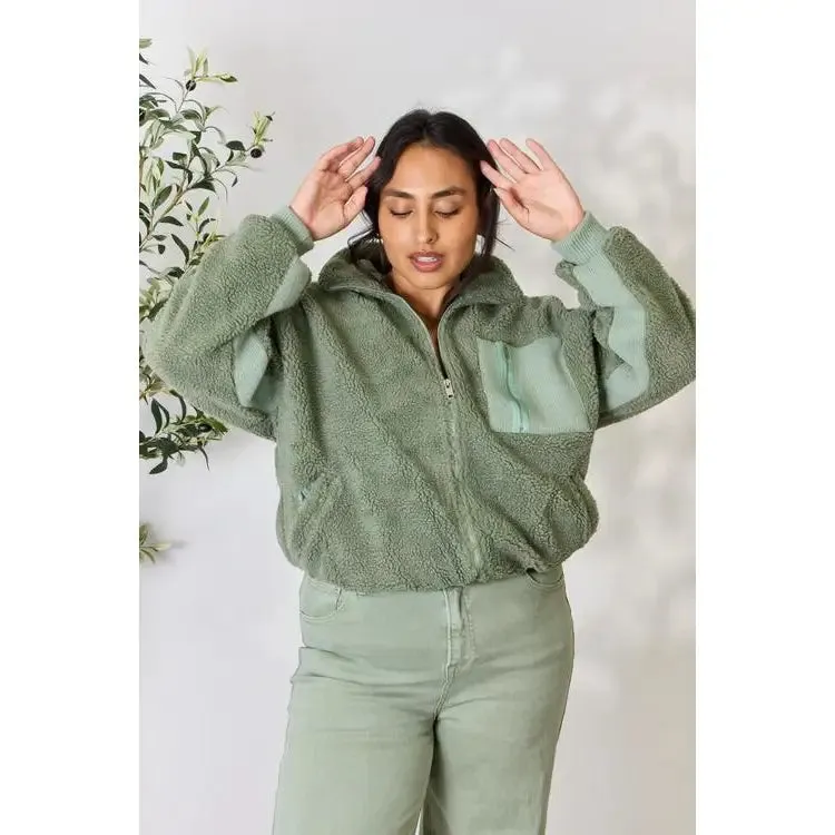 Just Enough Sage Sherpa Jacket