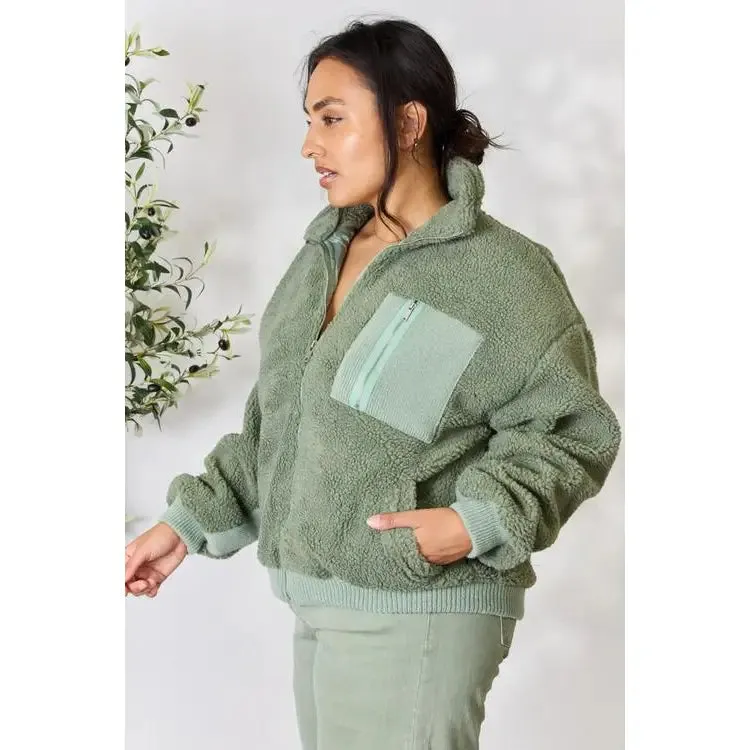 Just Enough Sage Sherpa Jacket