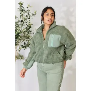 Just Enough Sage Sherpa Jacket