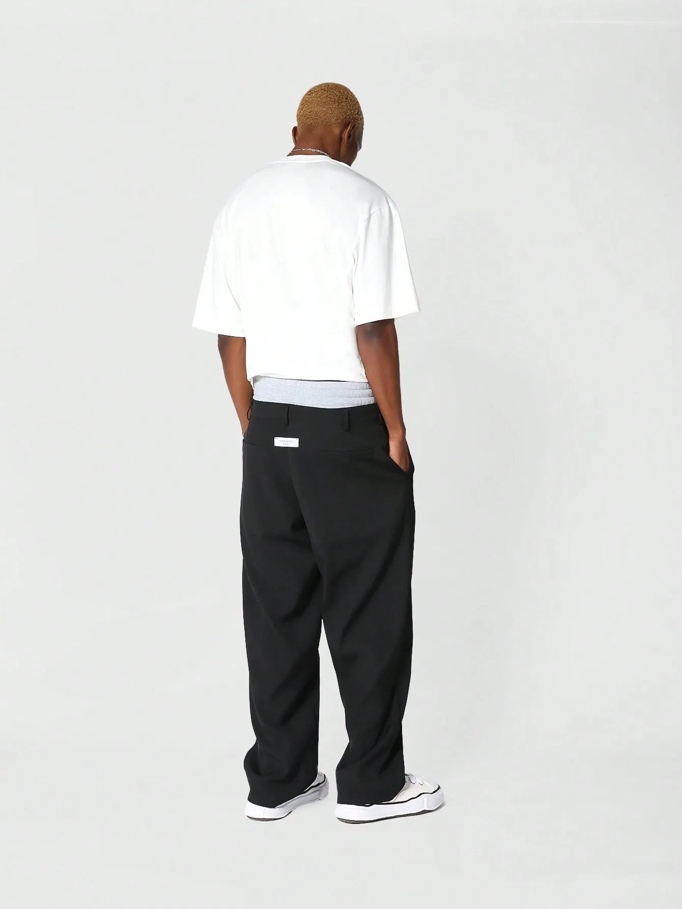 Loose Fit Pleated Trouser With Double Waistband