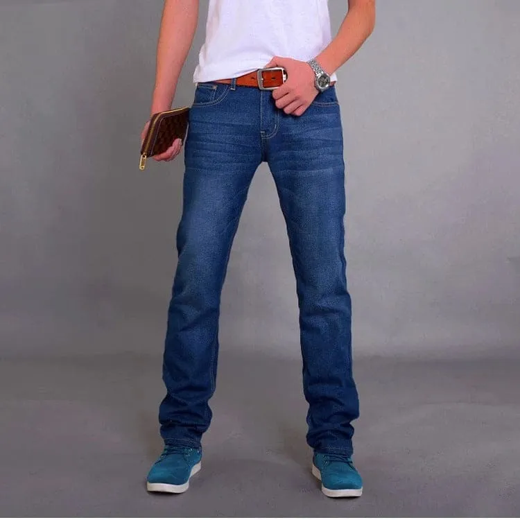 Men Slant Pocket Slim Fit Straight Leg Jeans