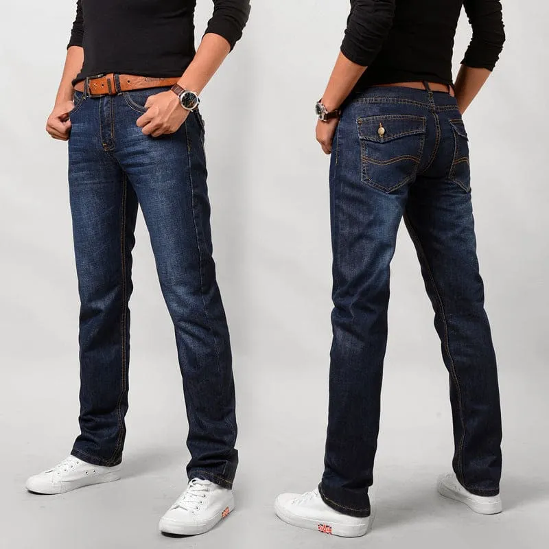 Men Slant Pocket Slim Fit Straight Leg Jeans